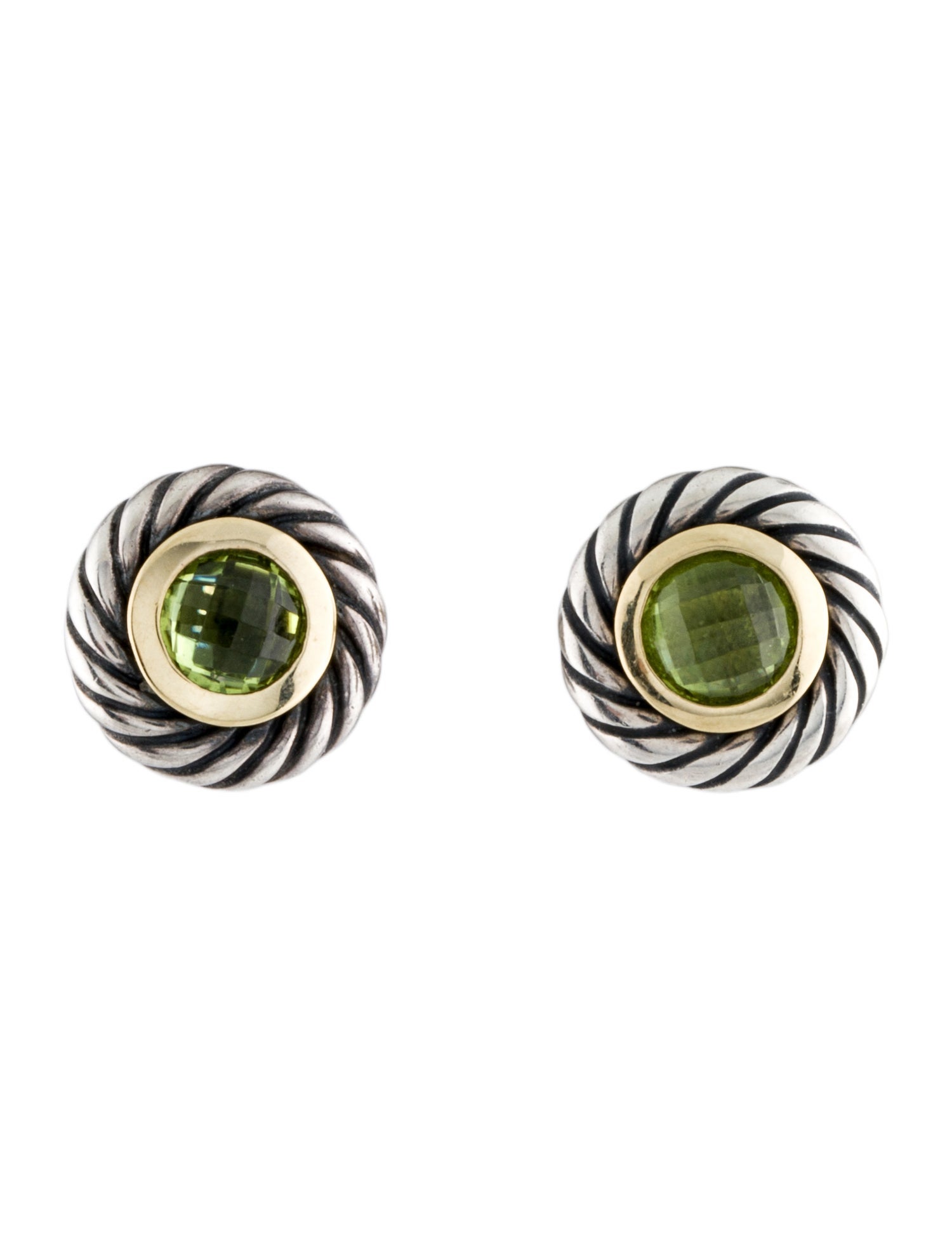 David Yurman Peridot Cable Cookie Stud Earrings