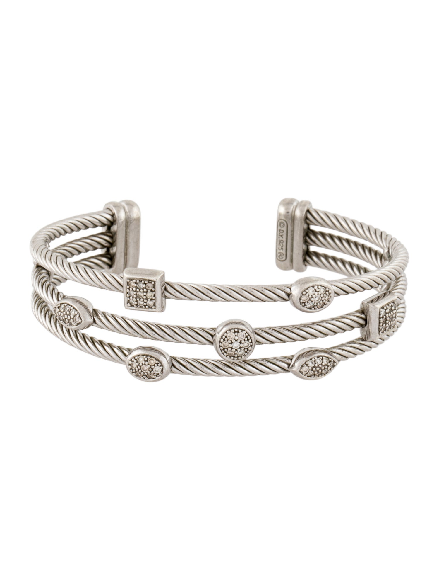 David Yurman Diamond Three Row Confetti Cuff Bracelet