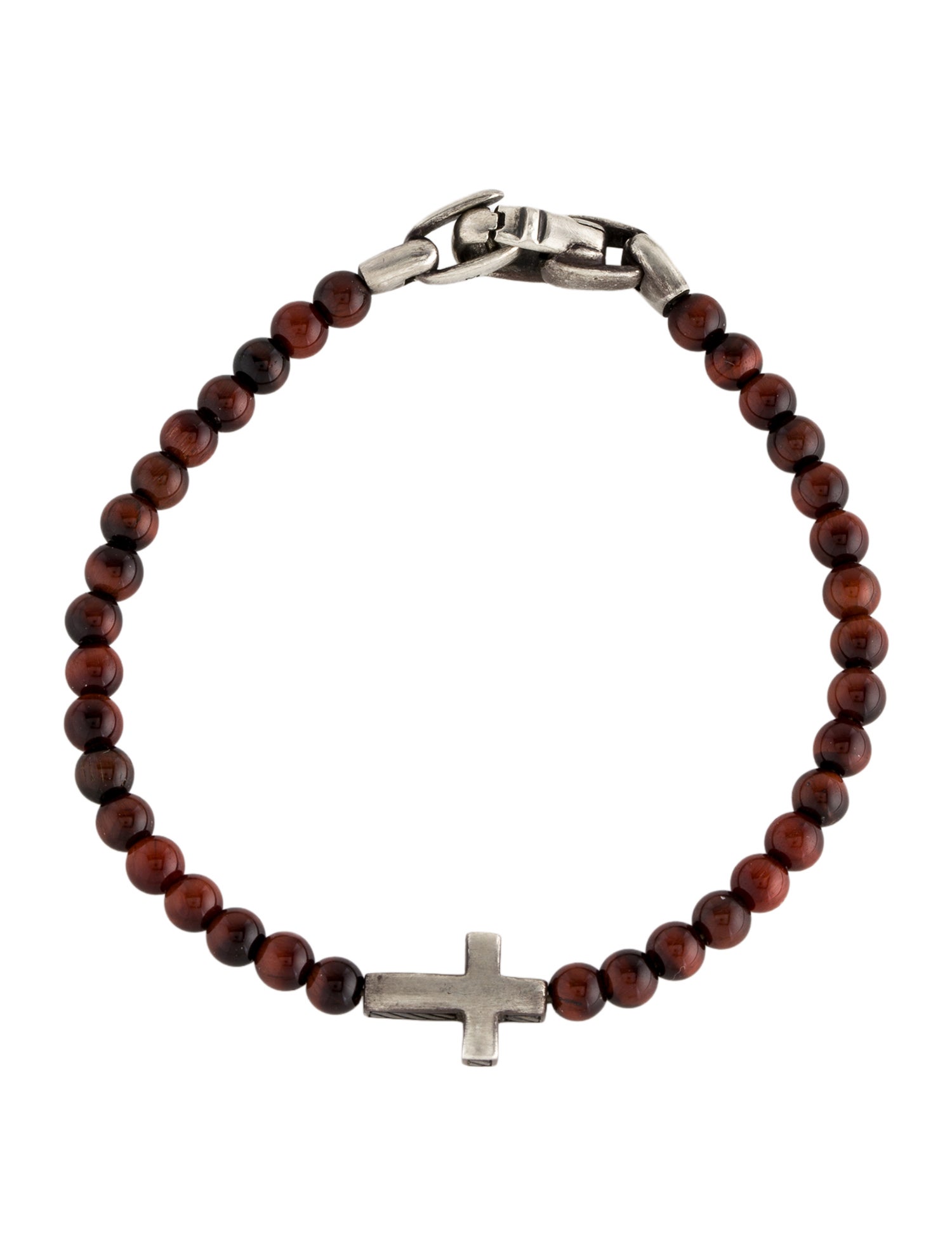 David Yurman Tiger's Eye Spiritual Beads Cross Station Bracelet