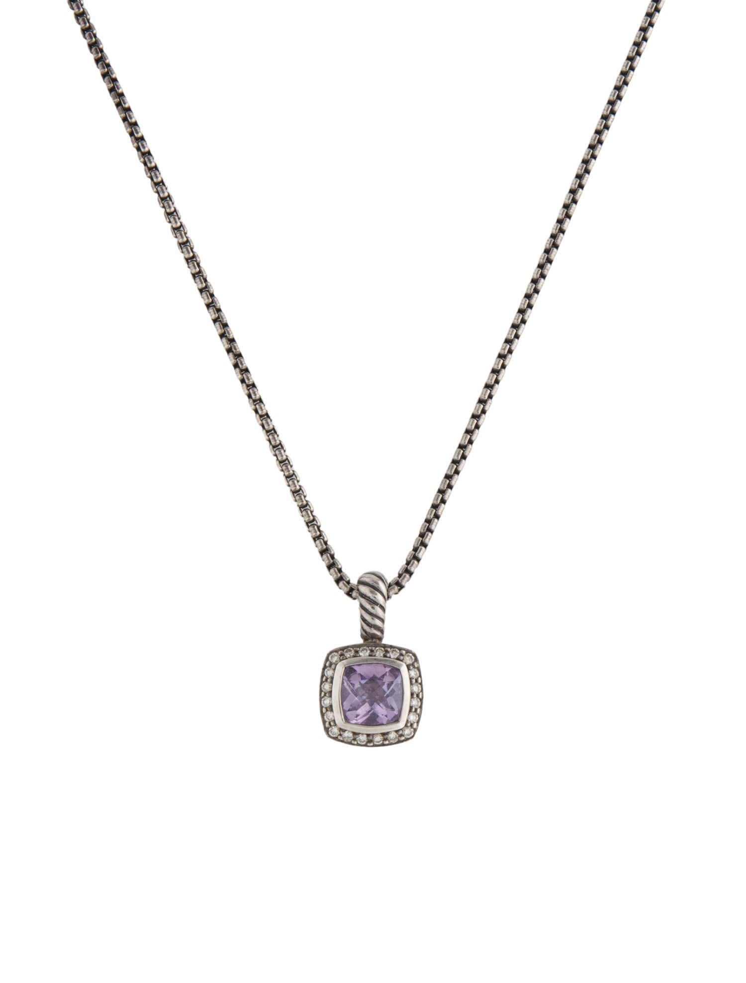 David Yurman Vintage Amethyst & Diamond Petite Albion Pendant Necklace