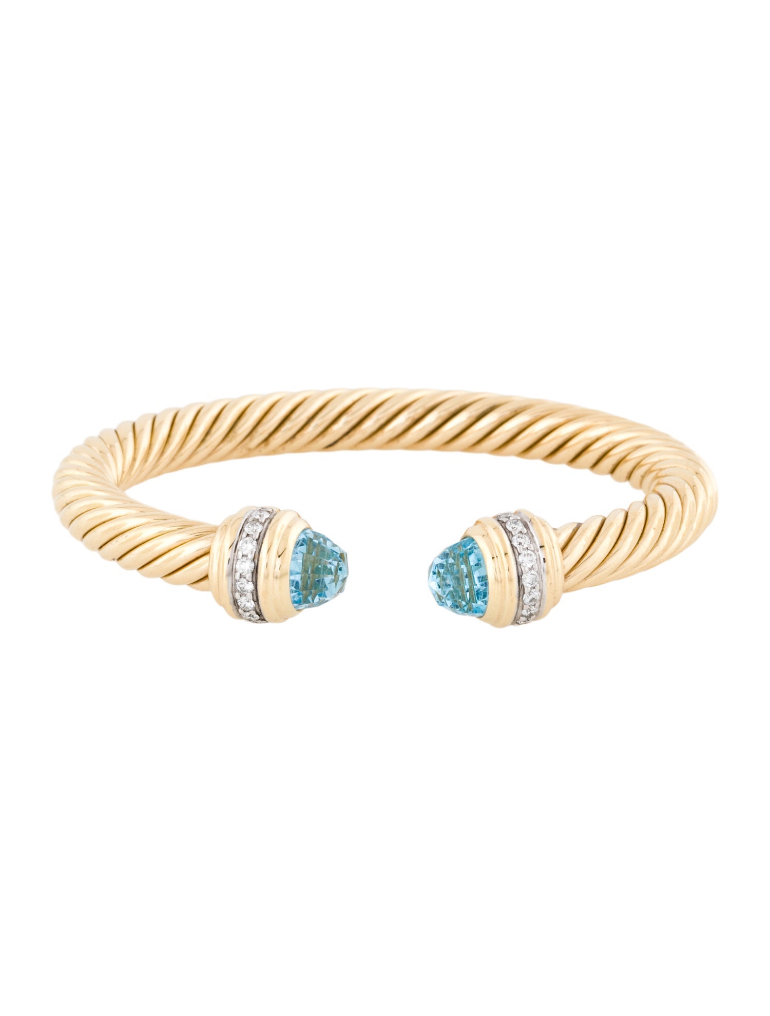 David Yurman 18K Topaz & Diamond Classic Cablespira® Cuff Bracelet