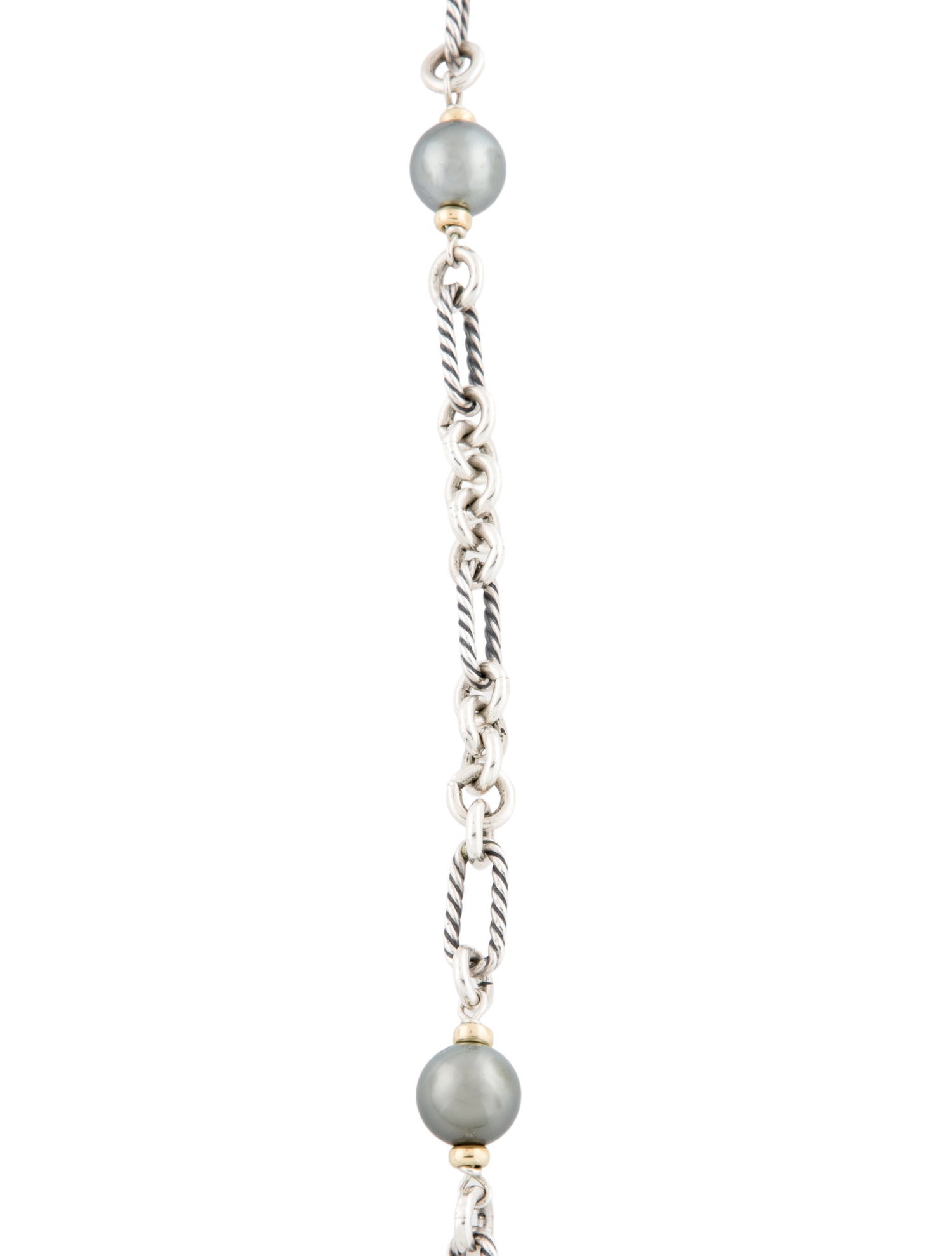 David Yurman Pearl Two-Tone Figaro Chain Necklace