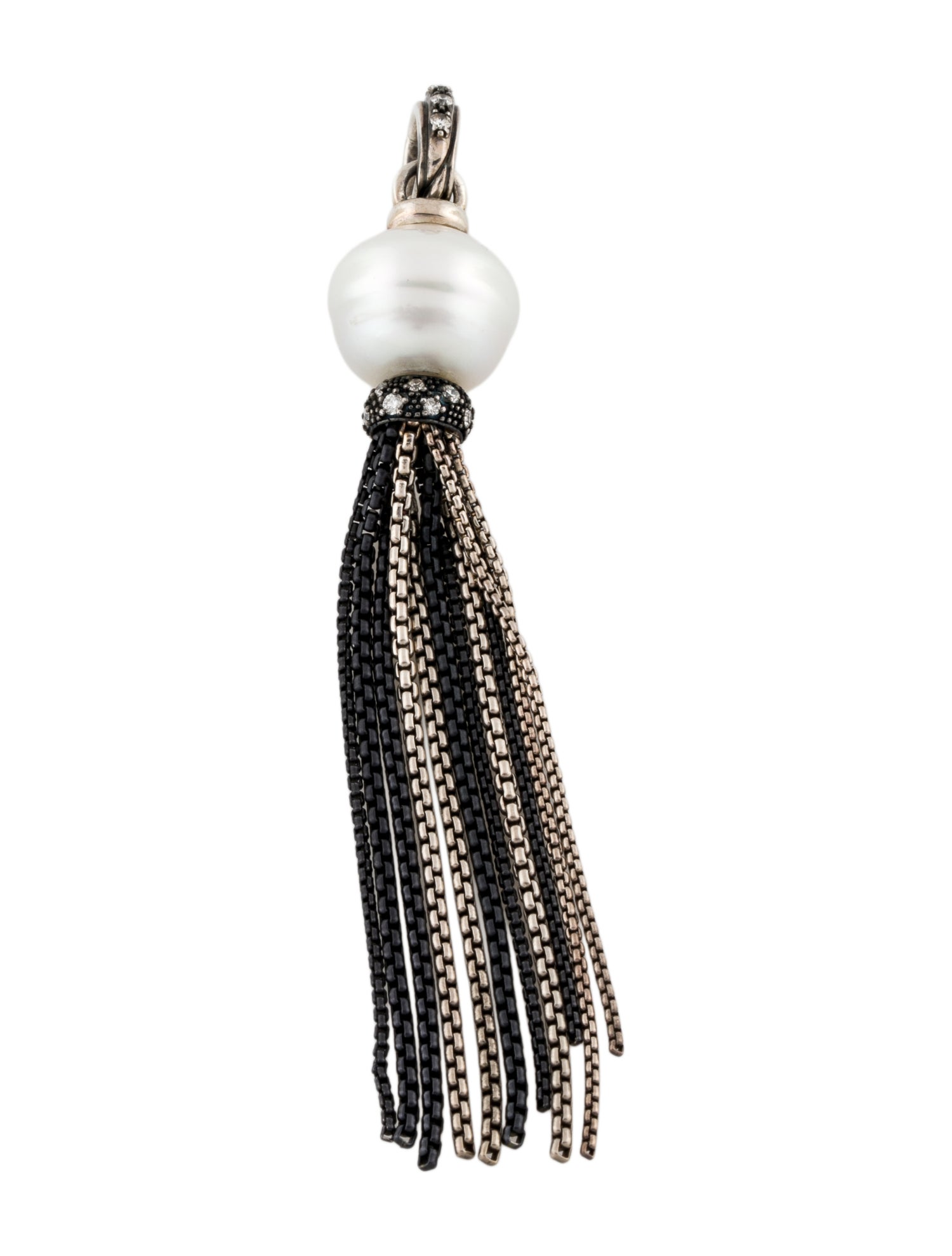 David Yurman Pearl & Diamond Midnight Tassel Enhancer Pendant