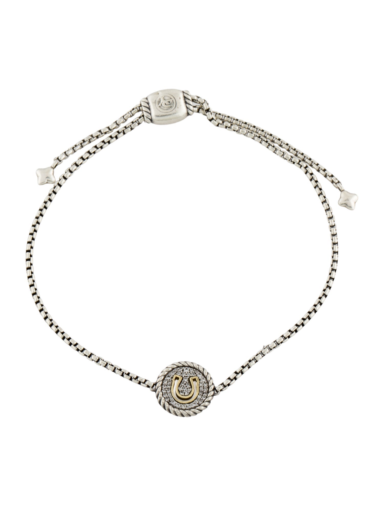 David Yurman Diamond Cable Collectibles Horseshoe Charm Bracelet