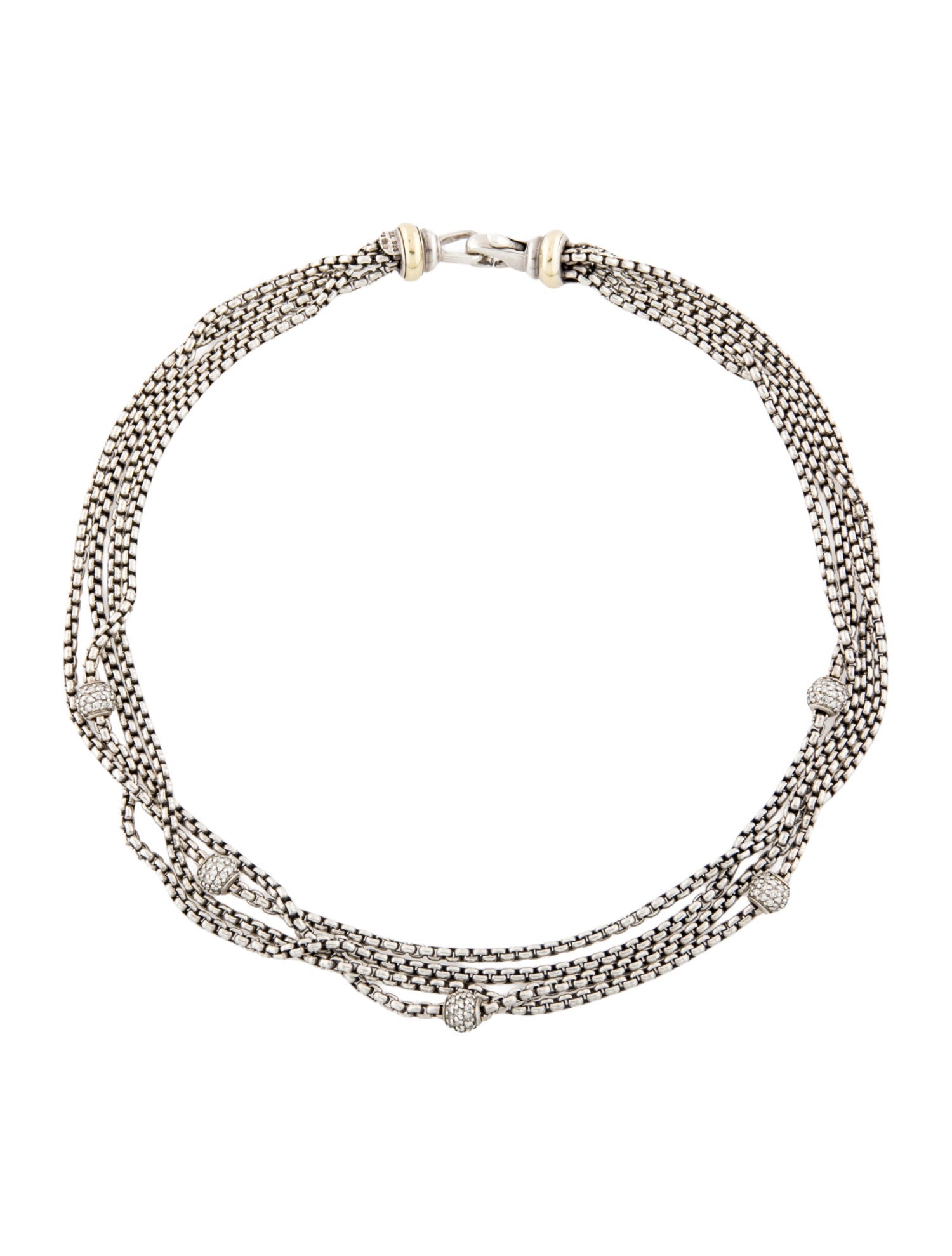 David Yurman 1.08ctw Diamond Station Multi-Strand Necklace