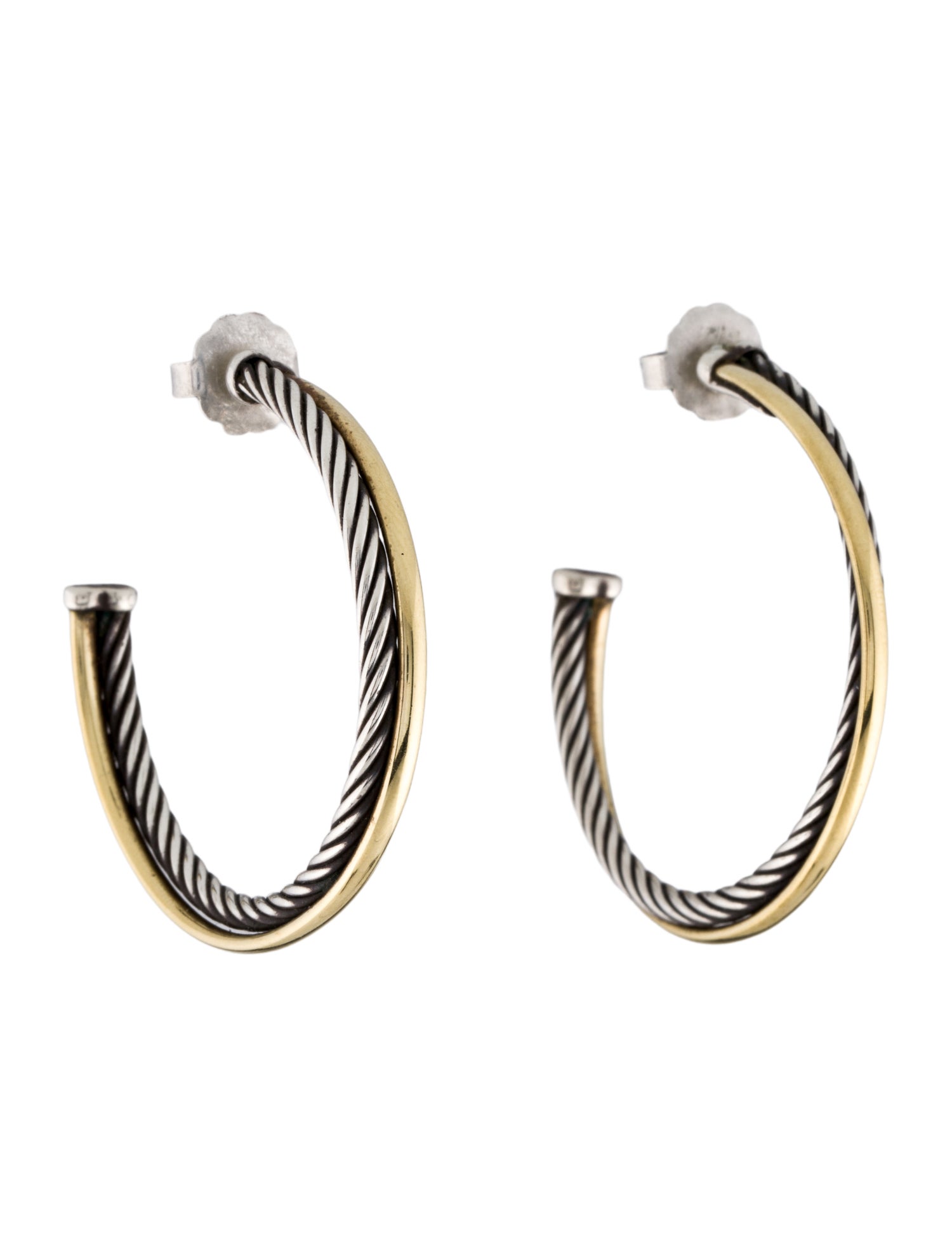 David Yurman Two-Tone Crossover Hoop Earrings