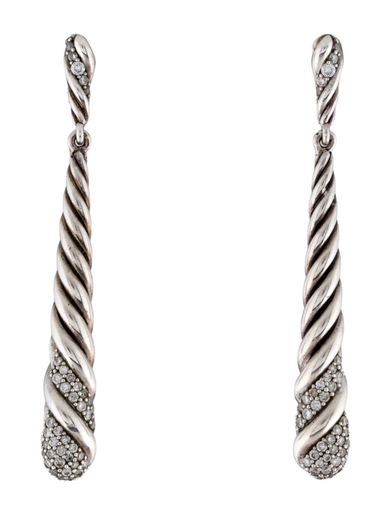 David Yurman Diamond Willow Drop Earrings