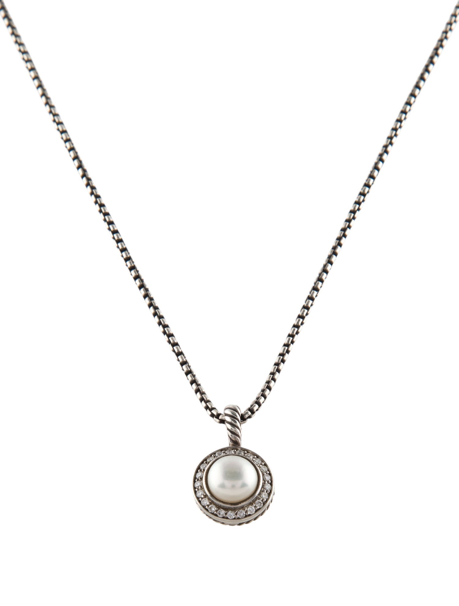 David Yurman Pearl & Diamond Cerise Pendant Necklace