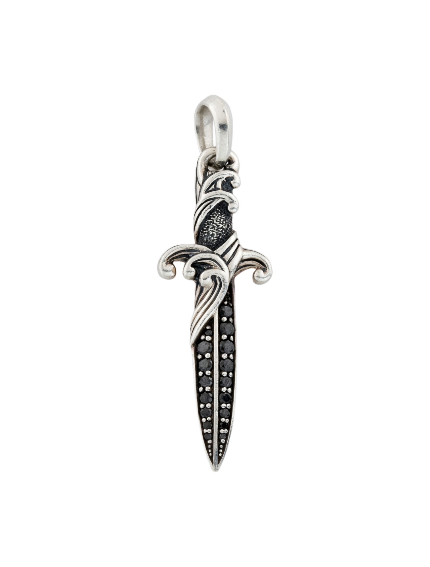 David Yurman Diamond Waves Dagger Amulet Pendant, 44mm