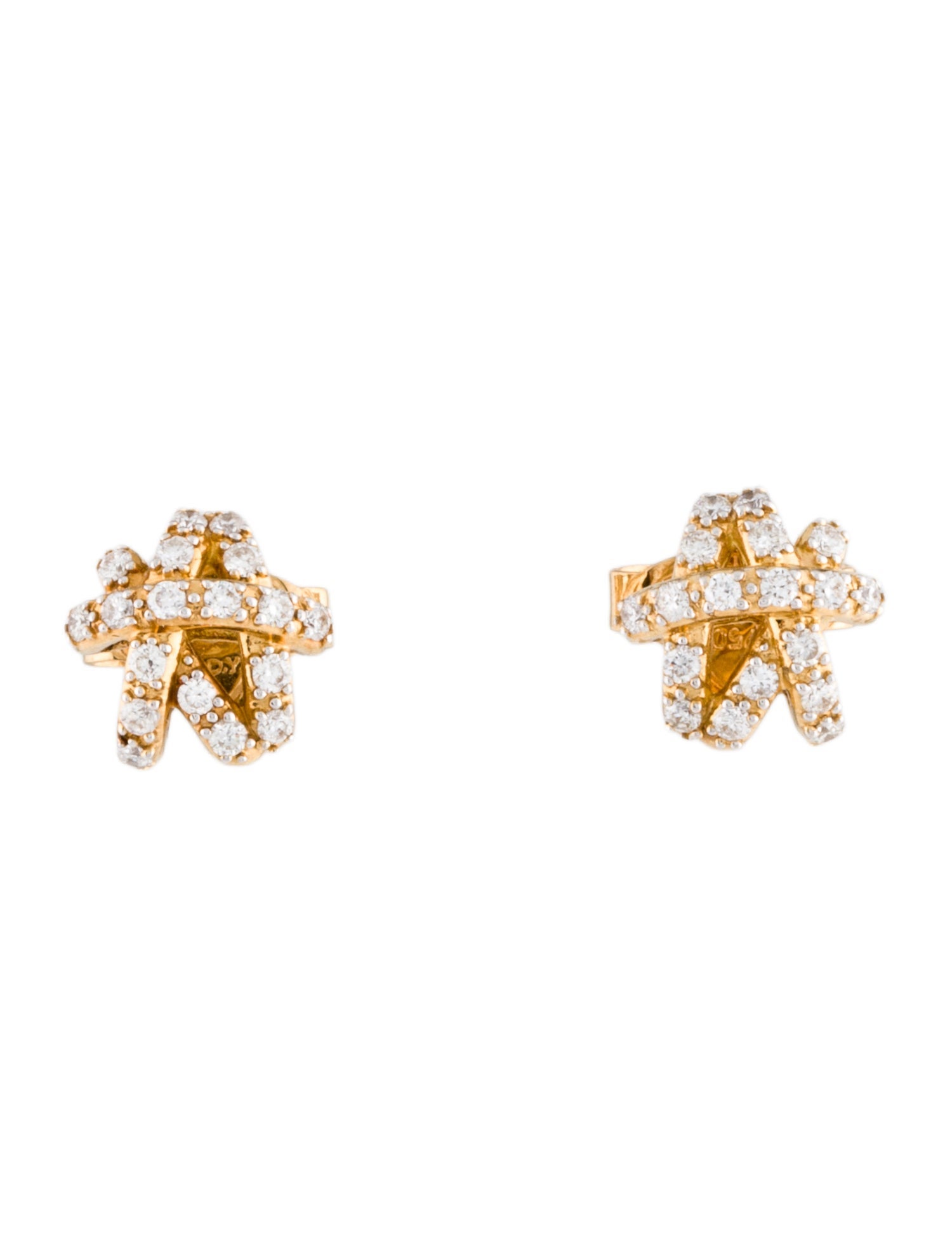 David Yurman 18K Diamond Crossover Stud Earrings