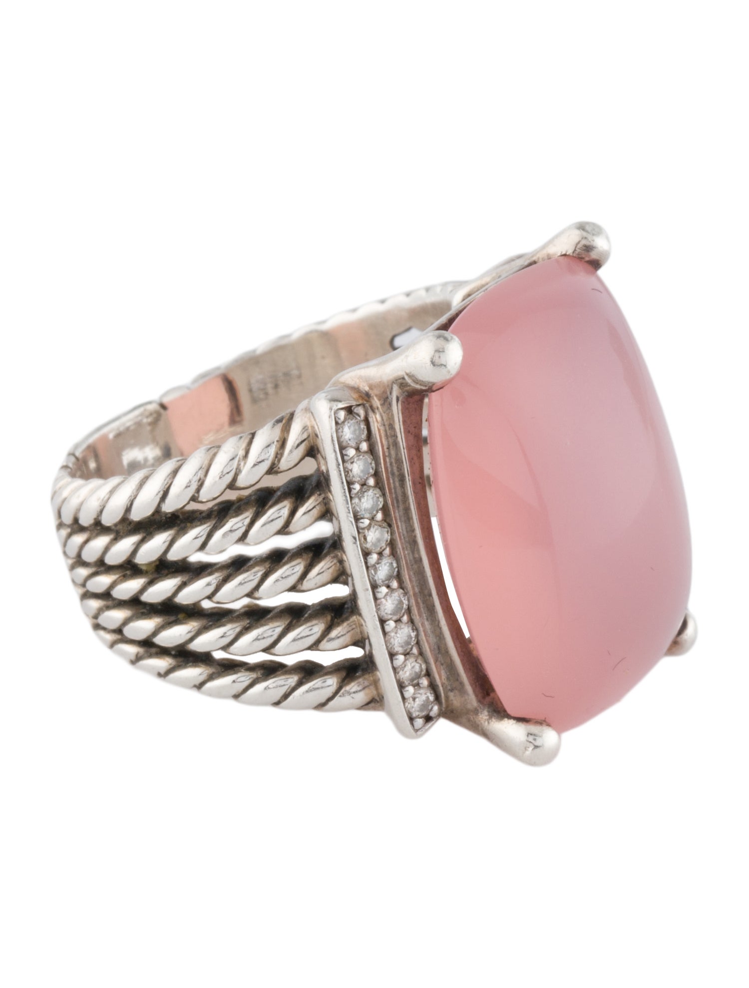 David Yurman Rose Quartz & Diamond Wheaton Cocktail Ring