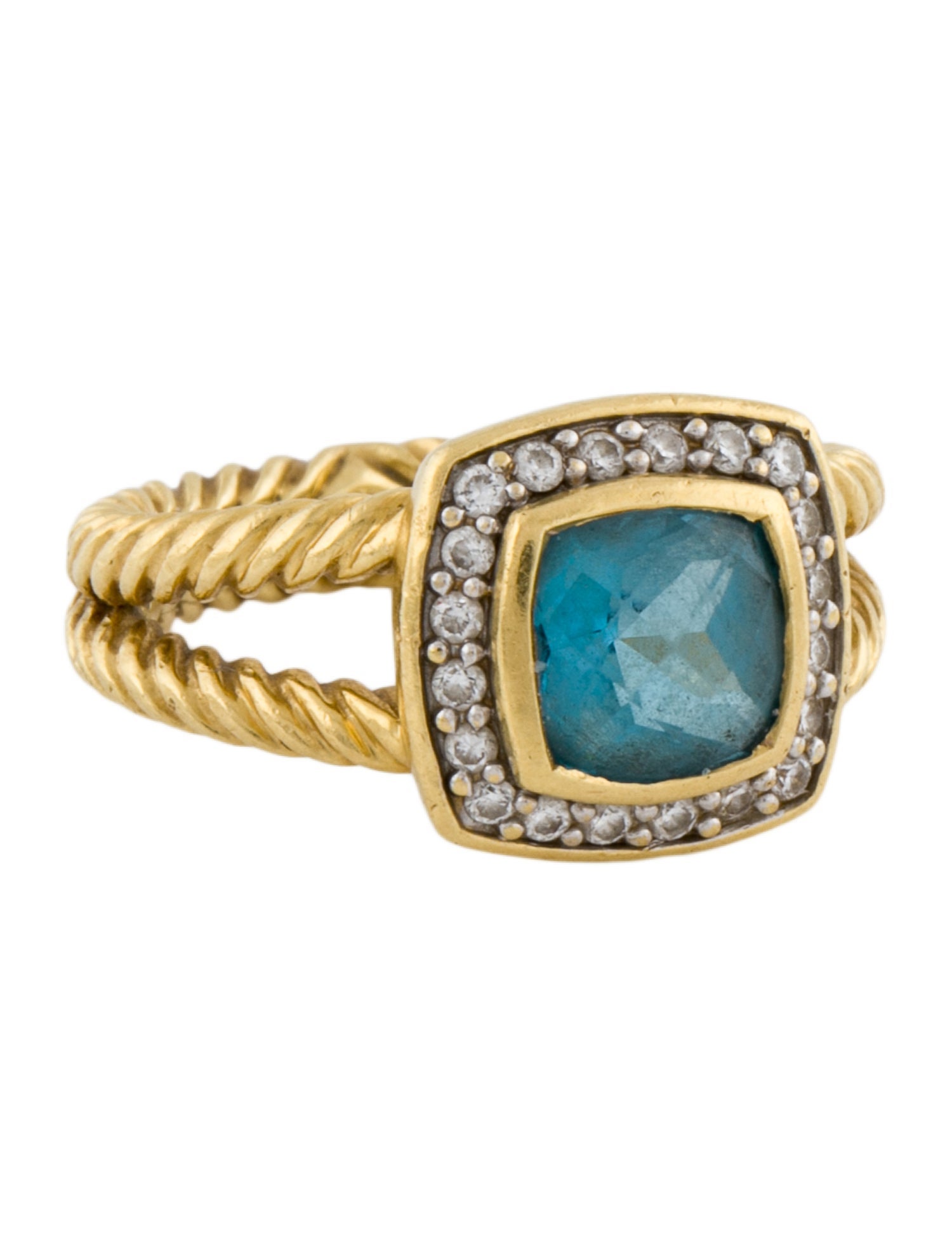 David Yurman 18K Topaz & Diamond Petite Albion Ring
