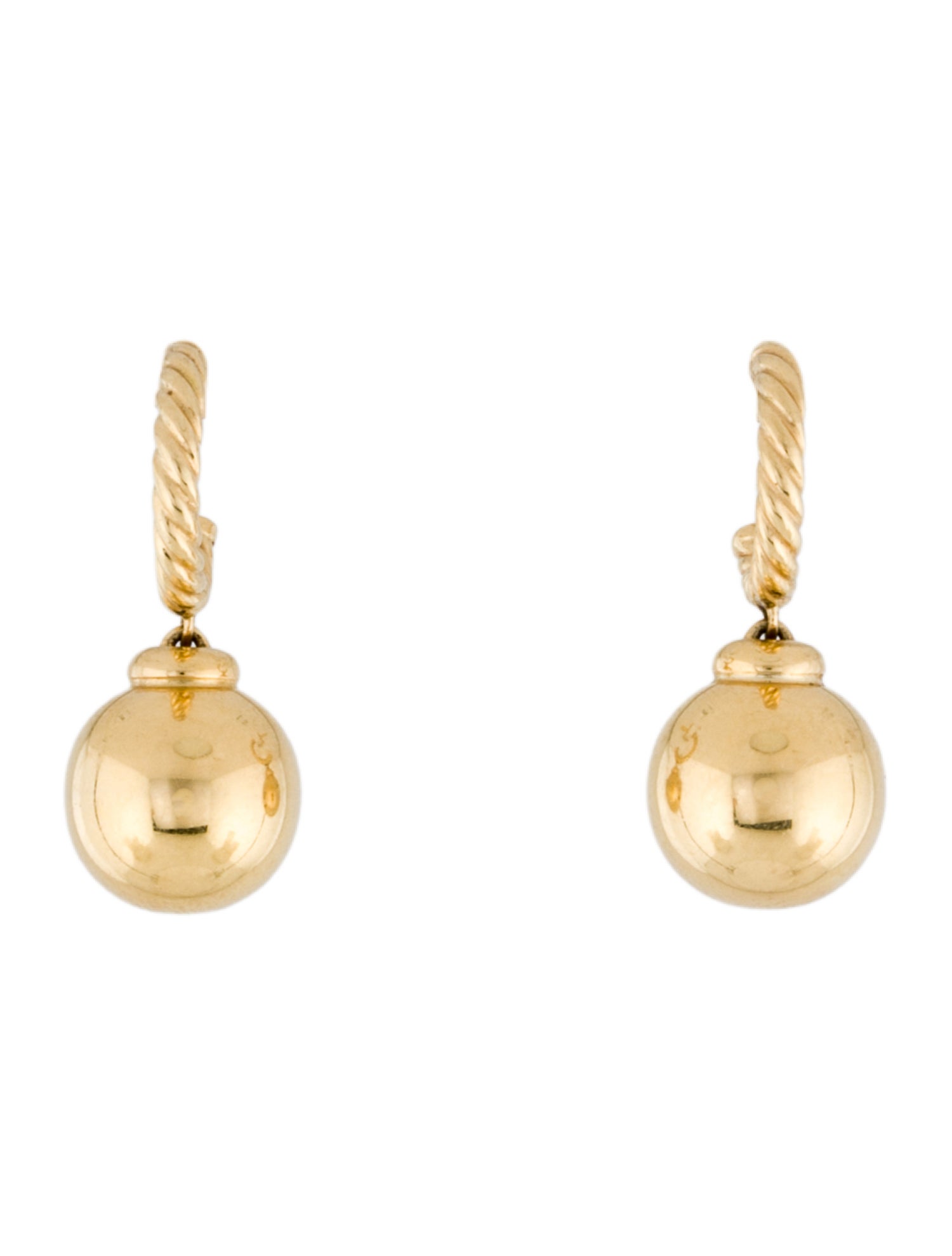 David Yurman 18K Solari Hoop Dome Drop Earrings