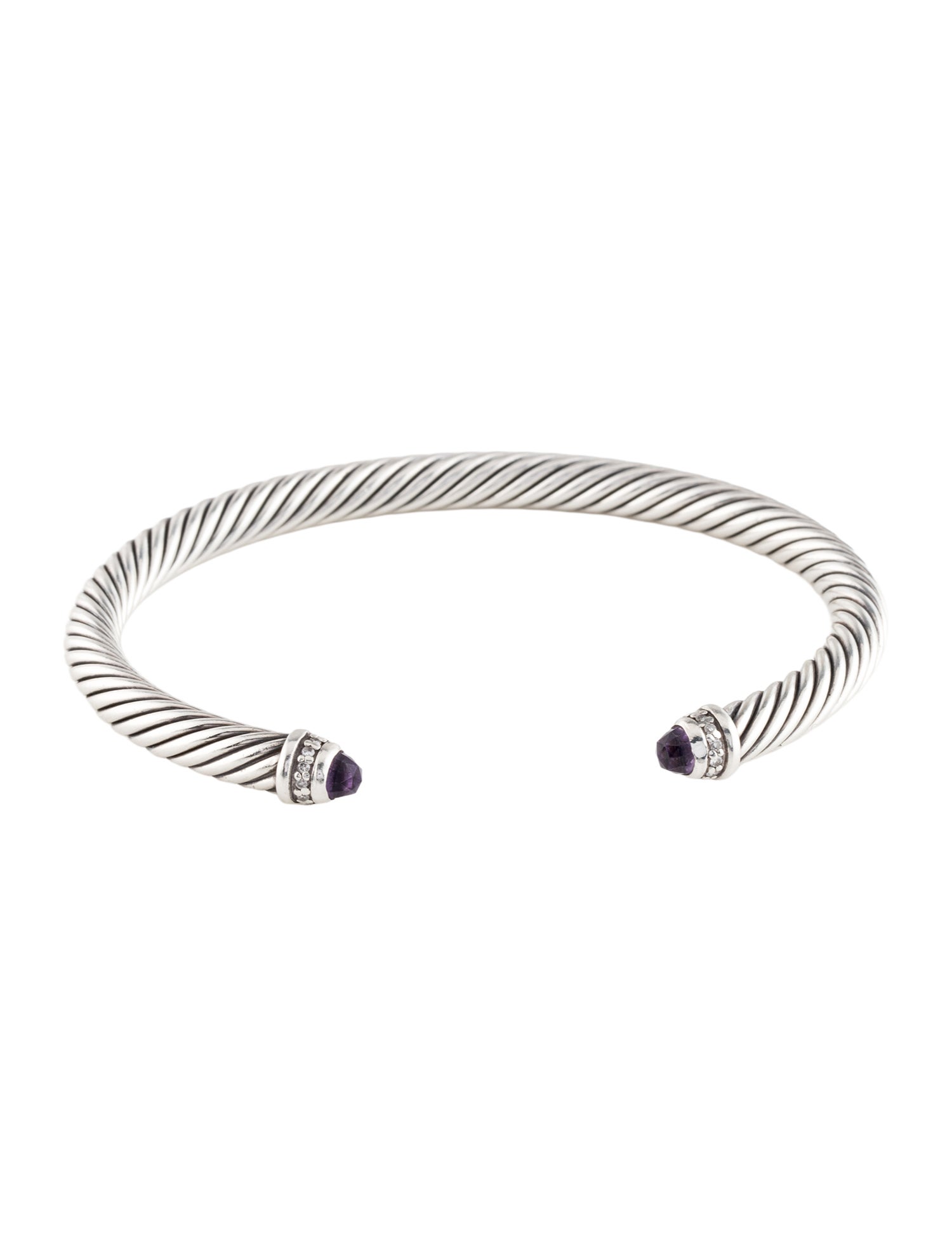 David Yurman Amethyst & Diamond Cable Classic Cuff