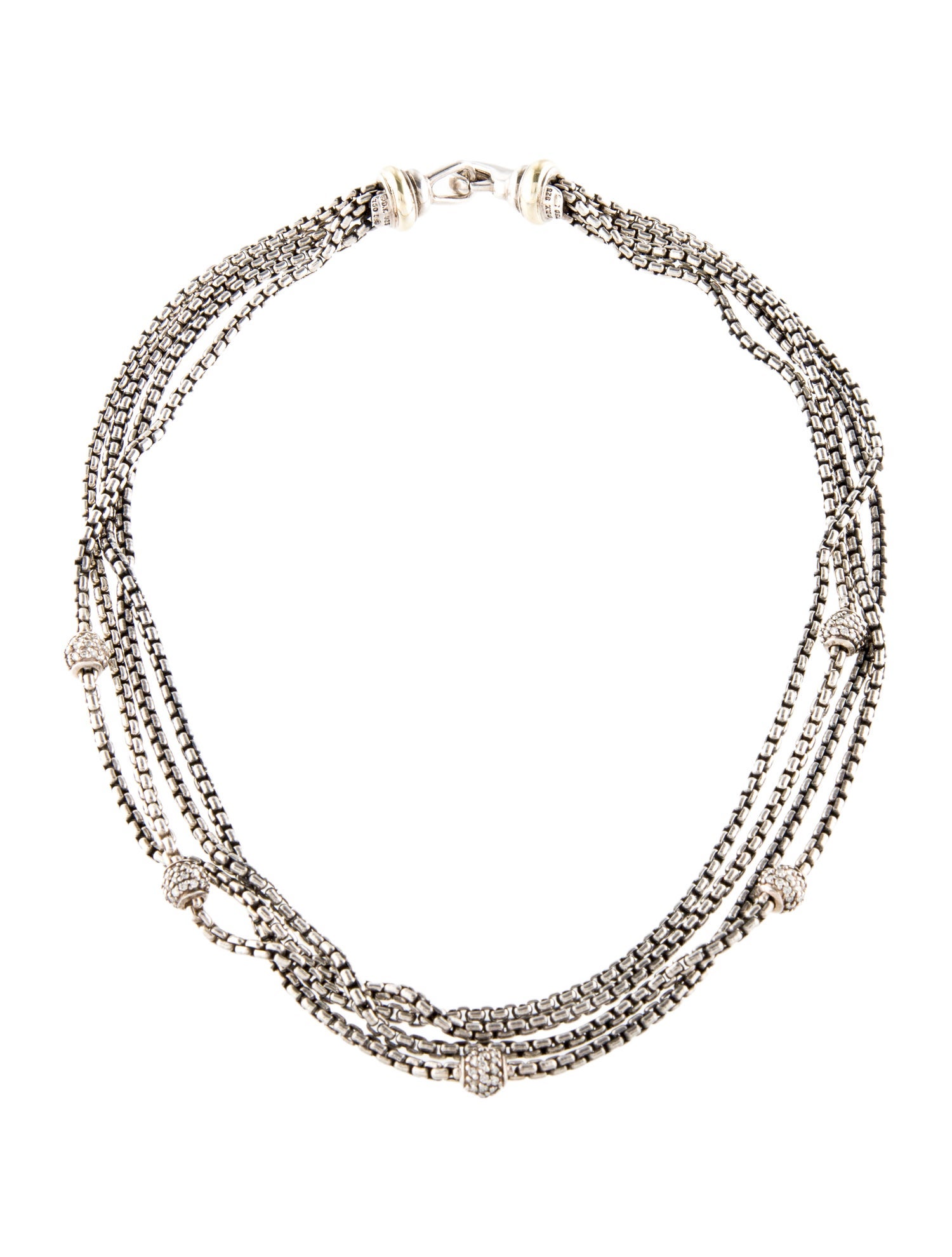 David Yurman 1.08ctw Diamond Station Multi-Strand Necklace