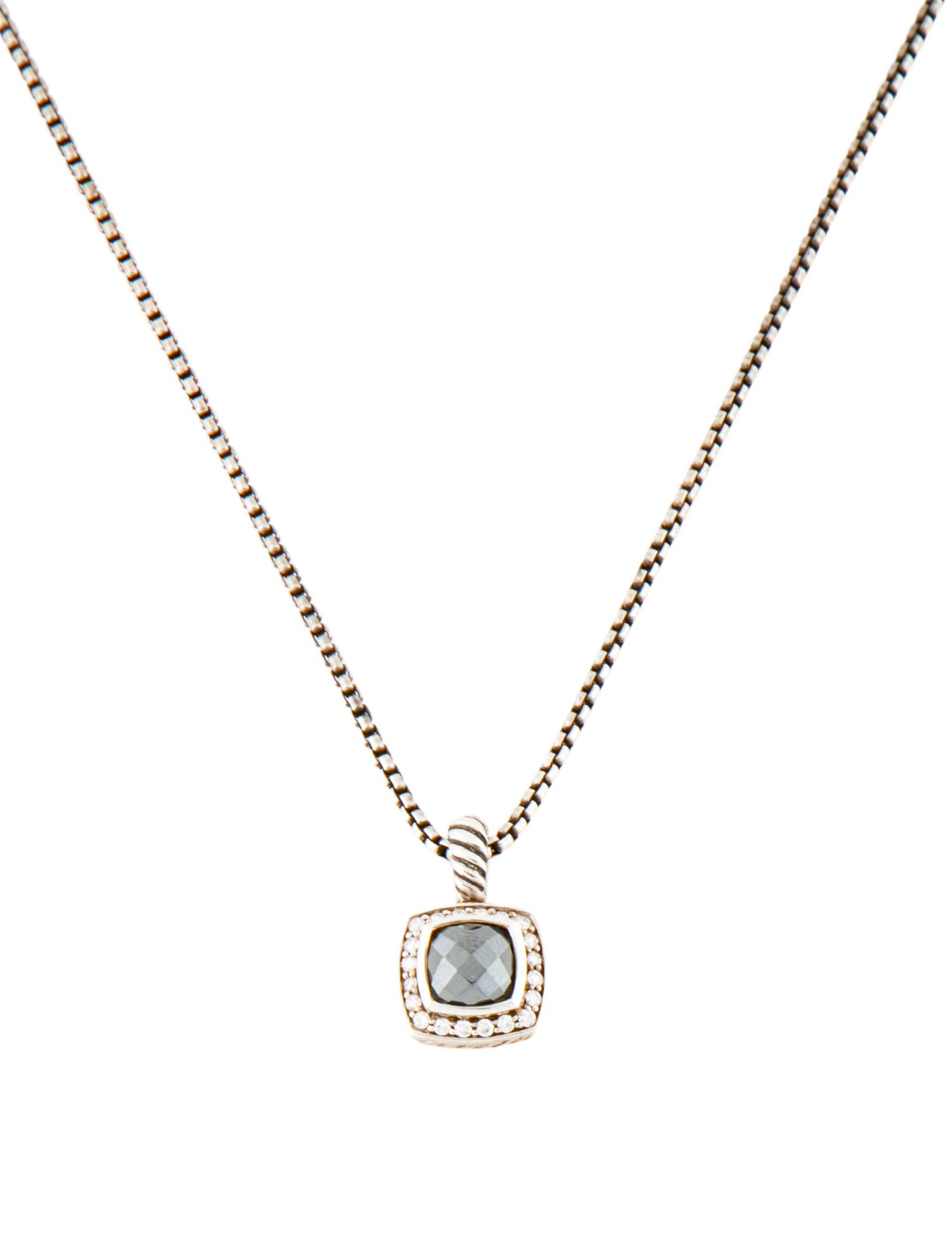 David Yurman Hematine & Diamond Petite Albion Pendant Necklace
