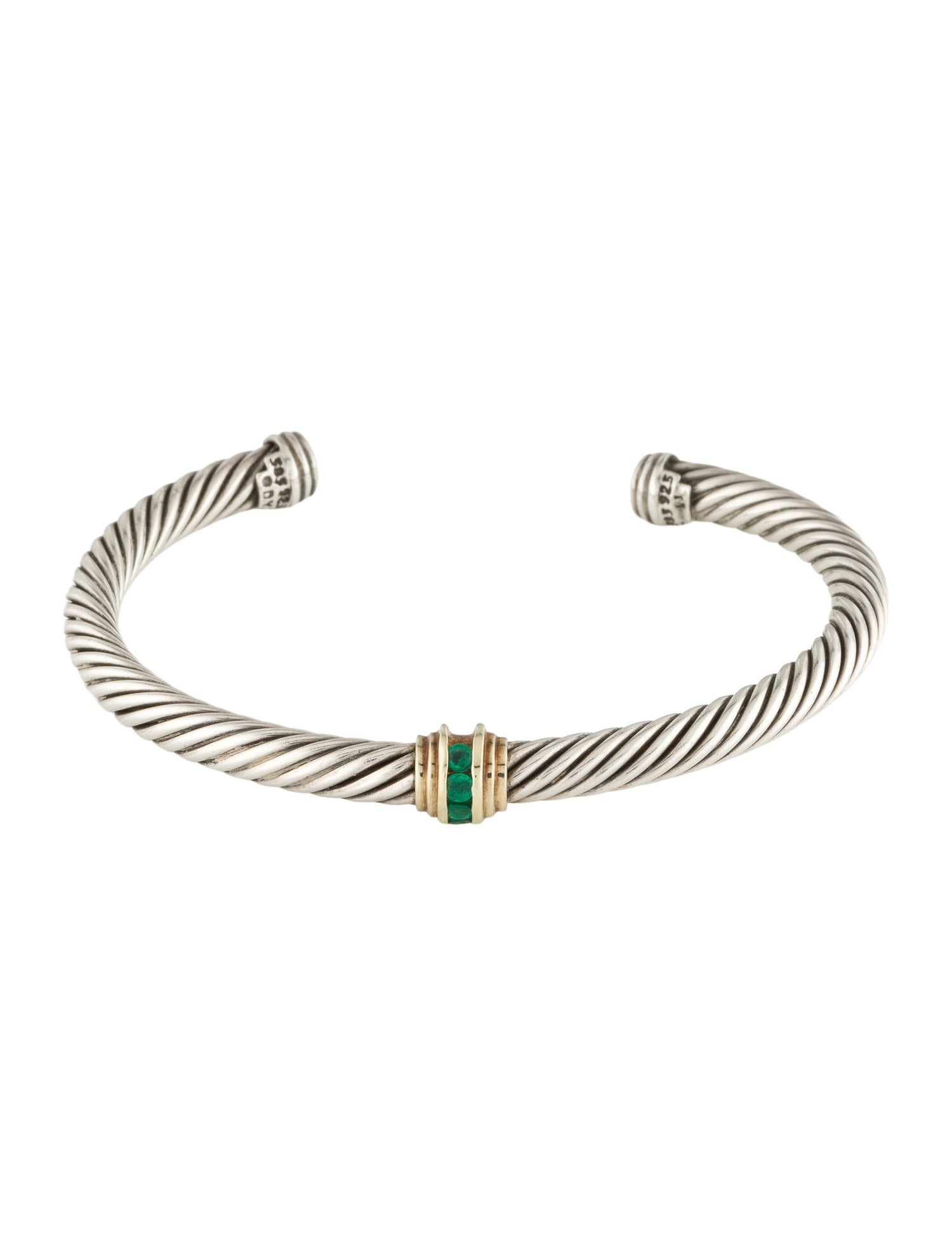 David Yurman Vintage Emerald Station Cuff Bracelet
