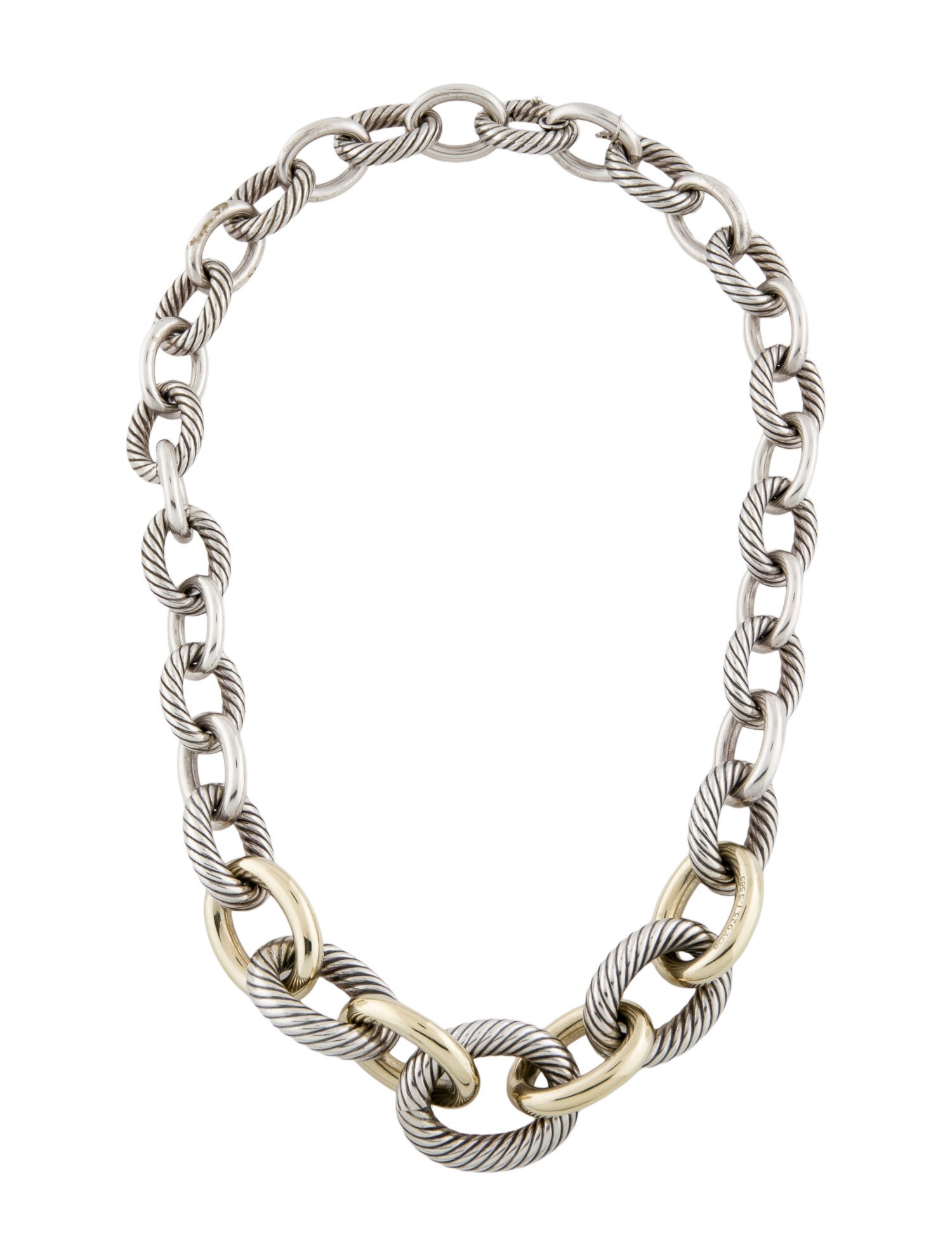 David Yurman Two-Tone Graduated XL Oval Link Necklace
