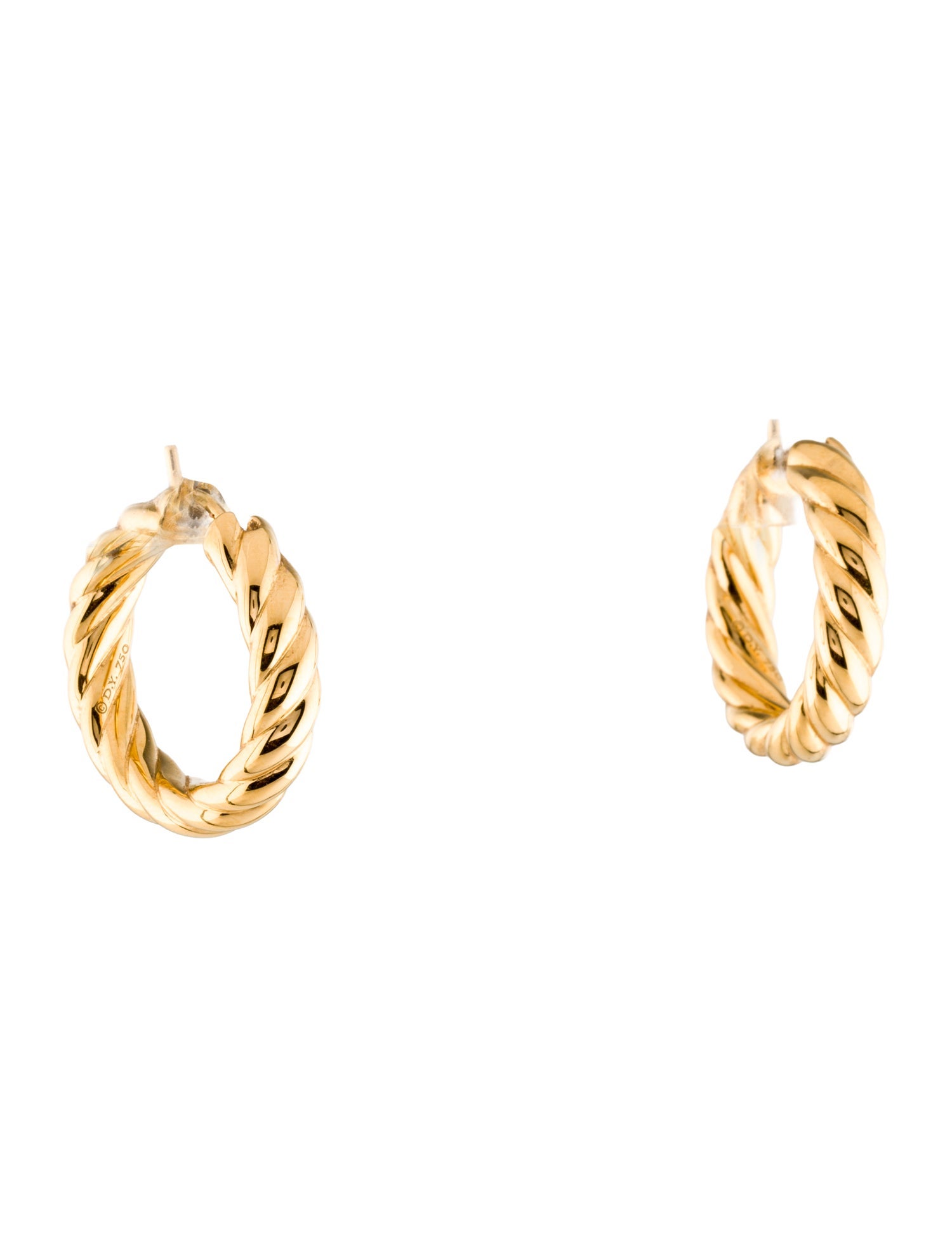 David Yurman 18K Sculpted Cable Hoop Earrings
