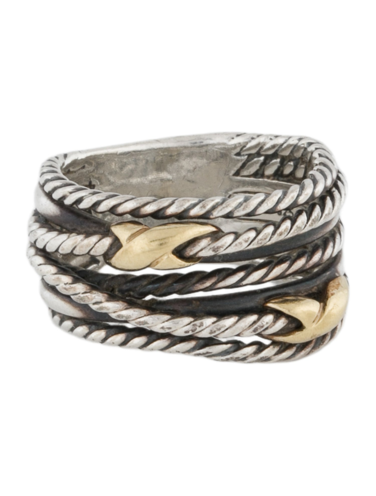 David Yurman Two-Tone Double X Crossover Ring