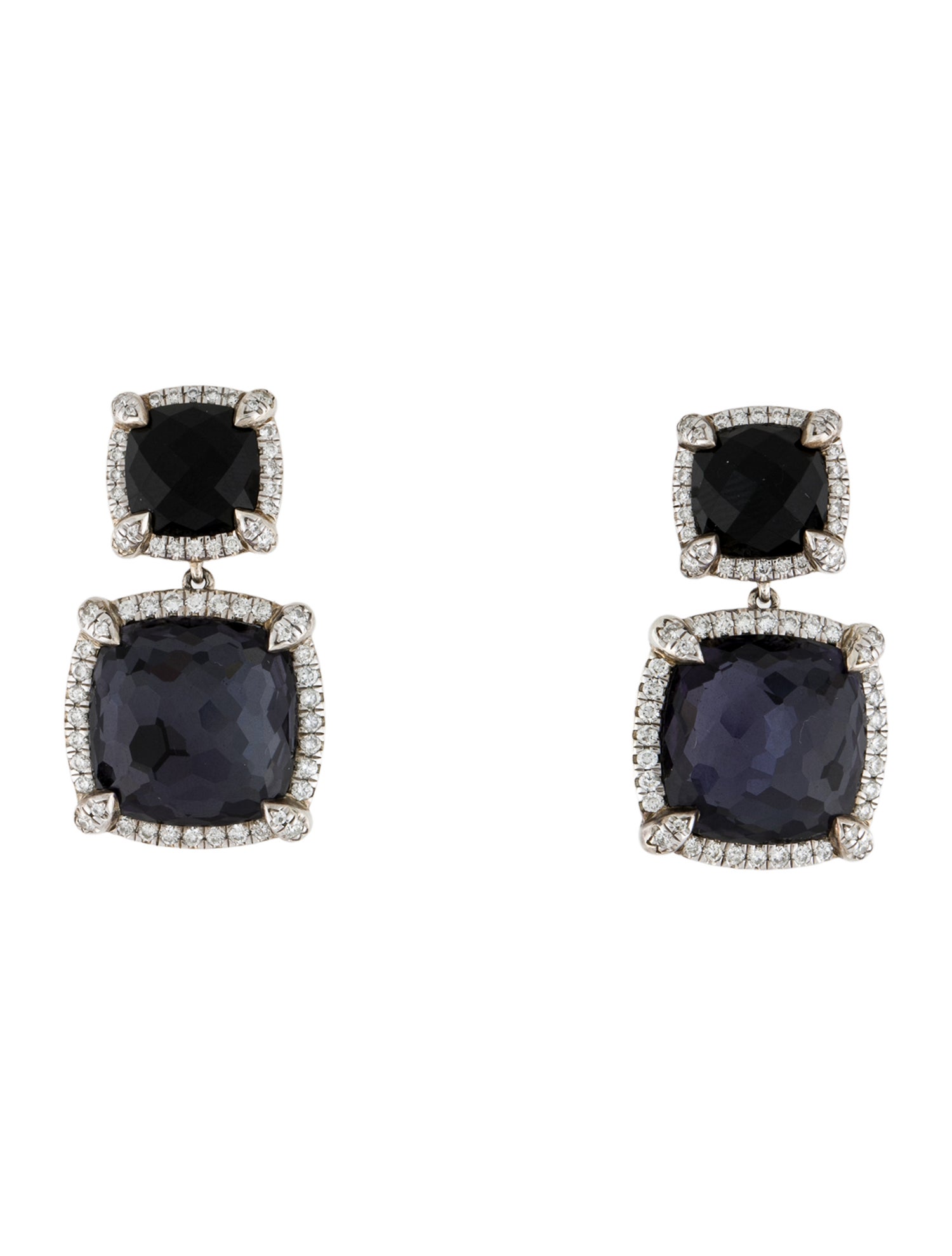 David Yurman Black Orchid, Onyx & Diamond Drop Earrings