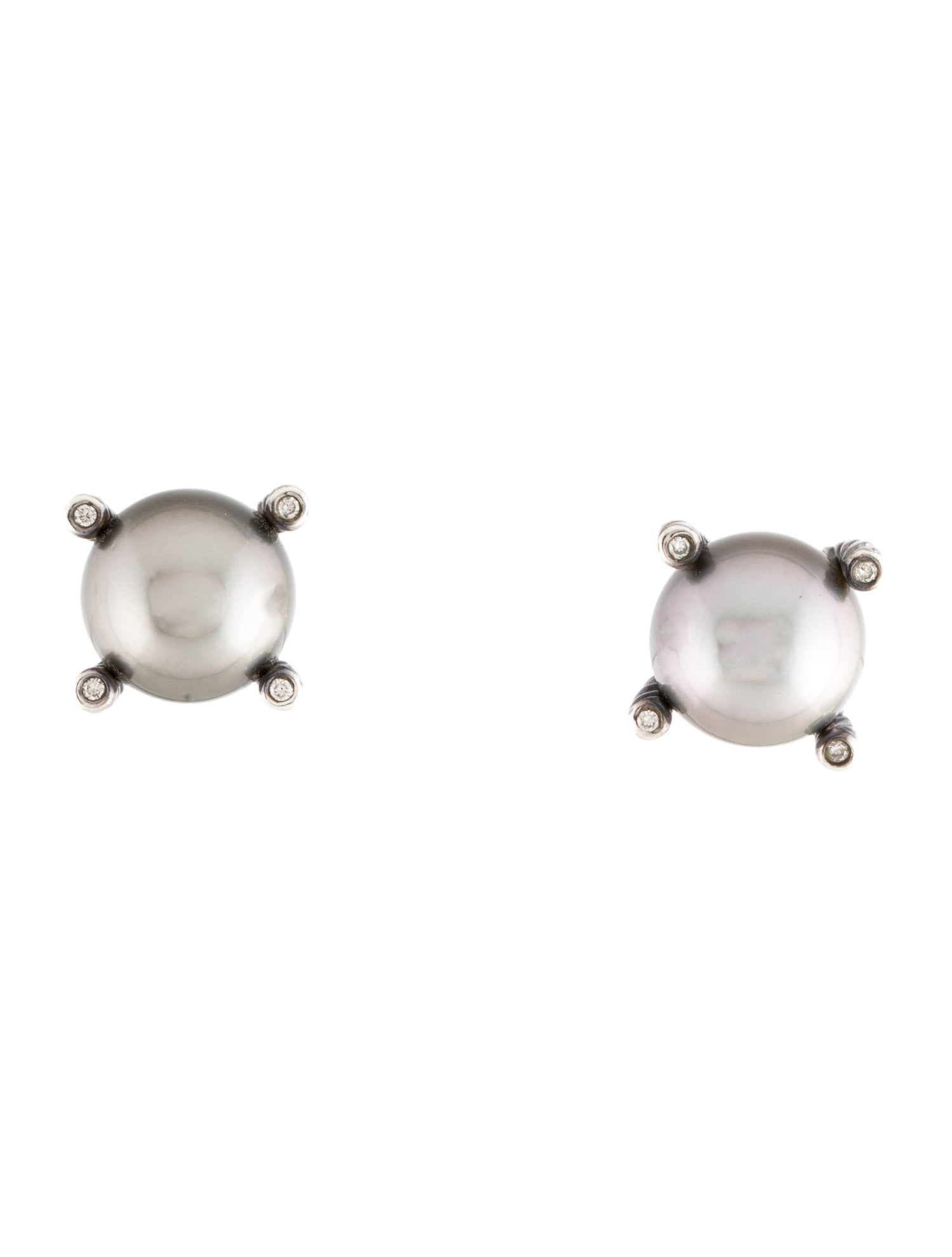 David Yurman Pearl & Diamond Stud Earrings