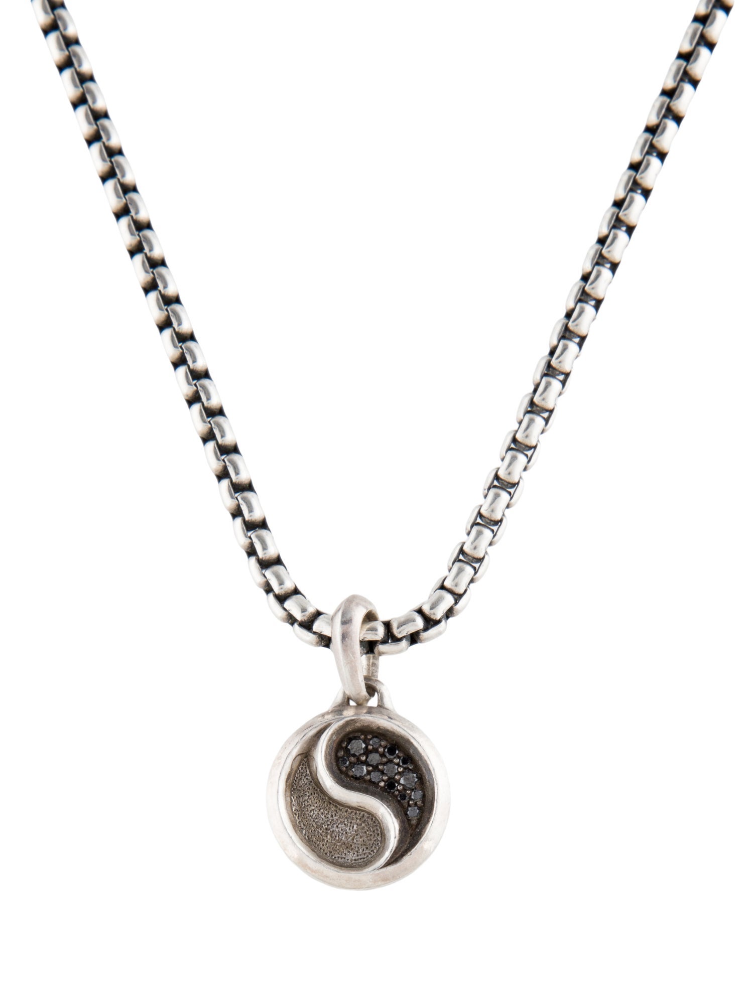 David Yurman Diamond Yin Yang Amulet Pendant Necklace