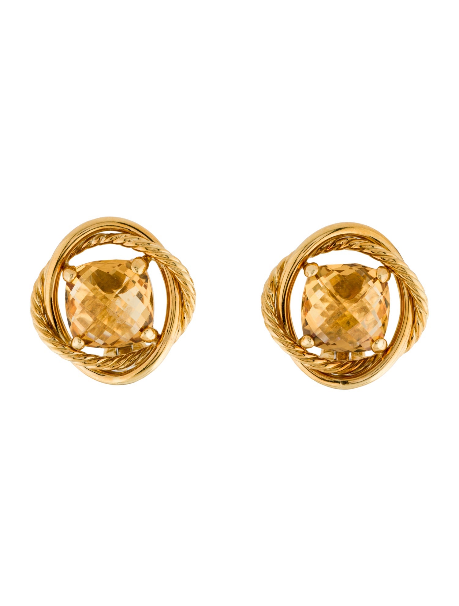 David Yurman 18K Citrine Infinity Earclip Earrings