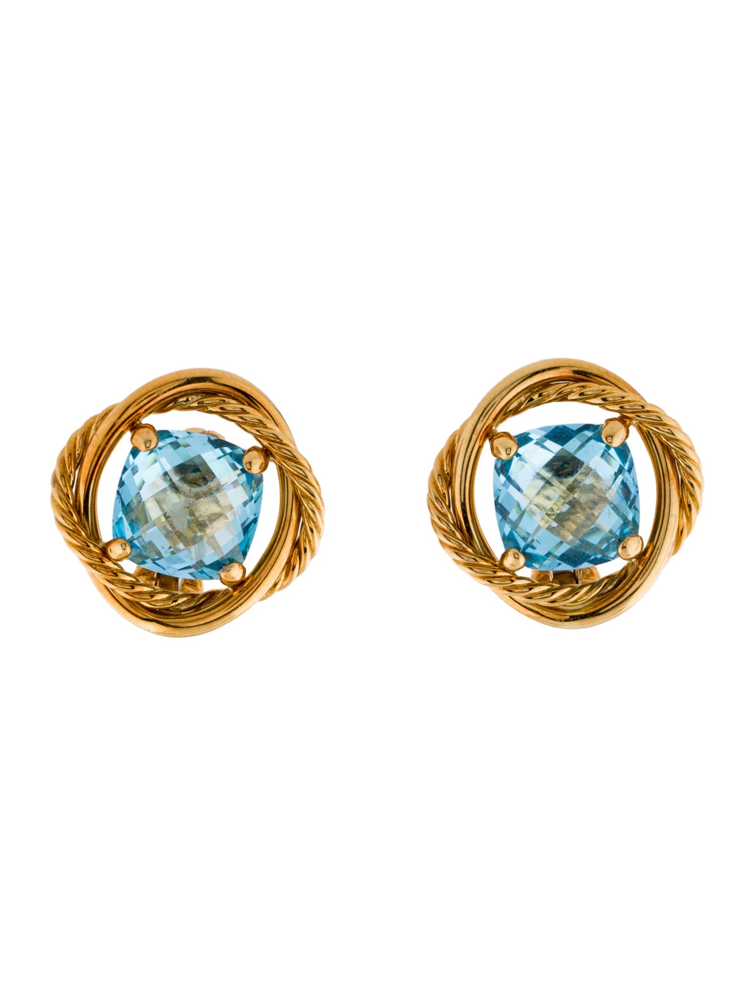 David Yurman 18K Topaz Infinity Earclip Earrings