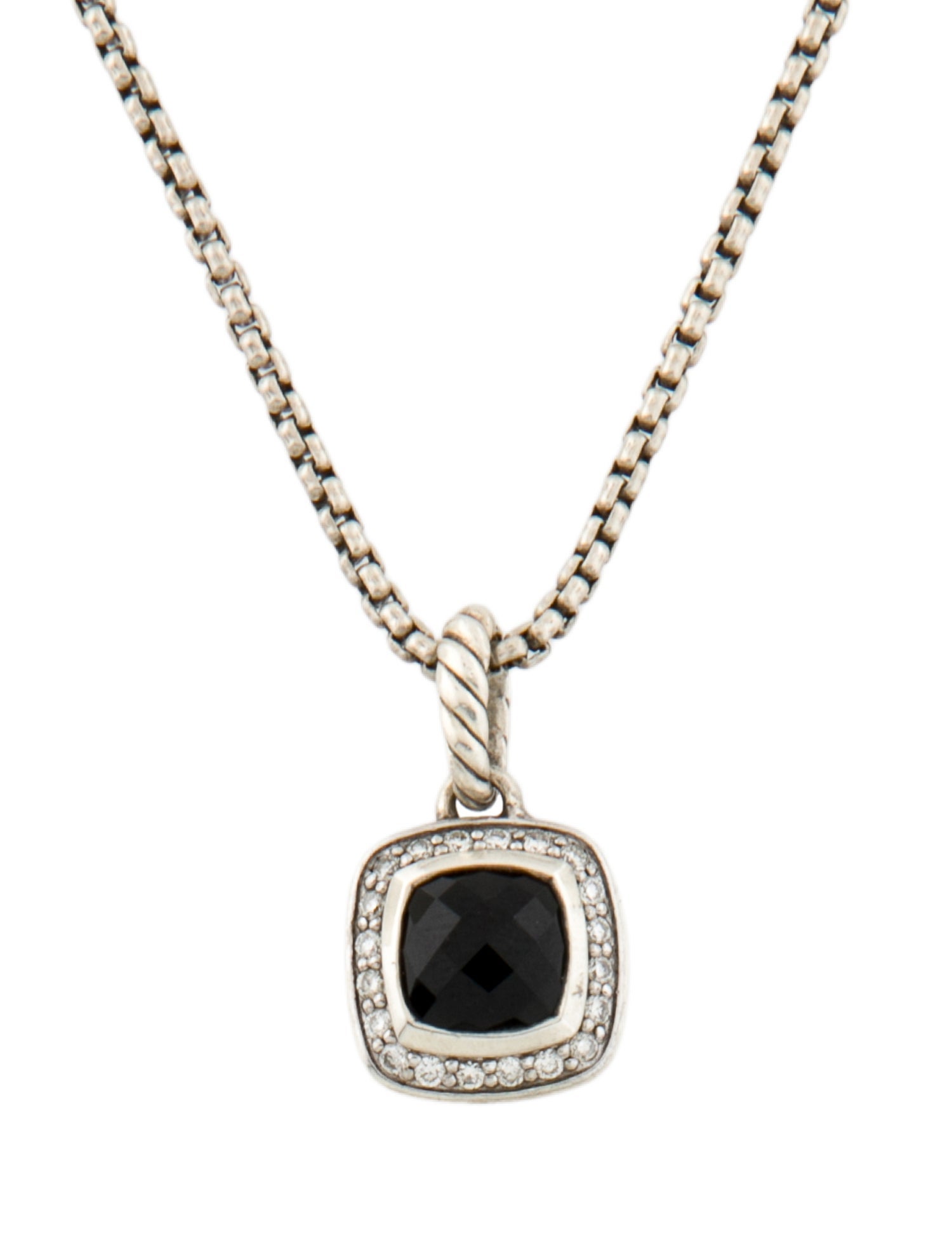 David Yurman Onyx & Diamond Petite Albion Pendant Necklace