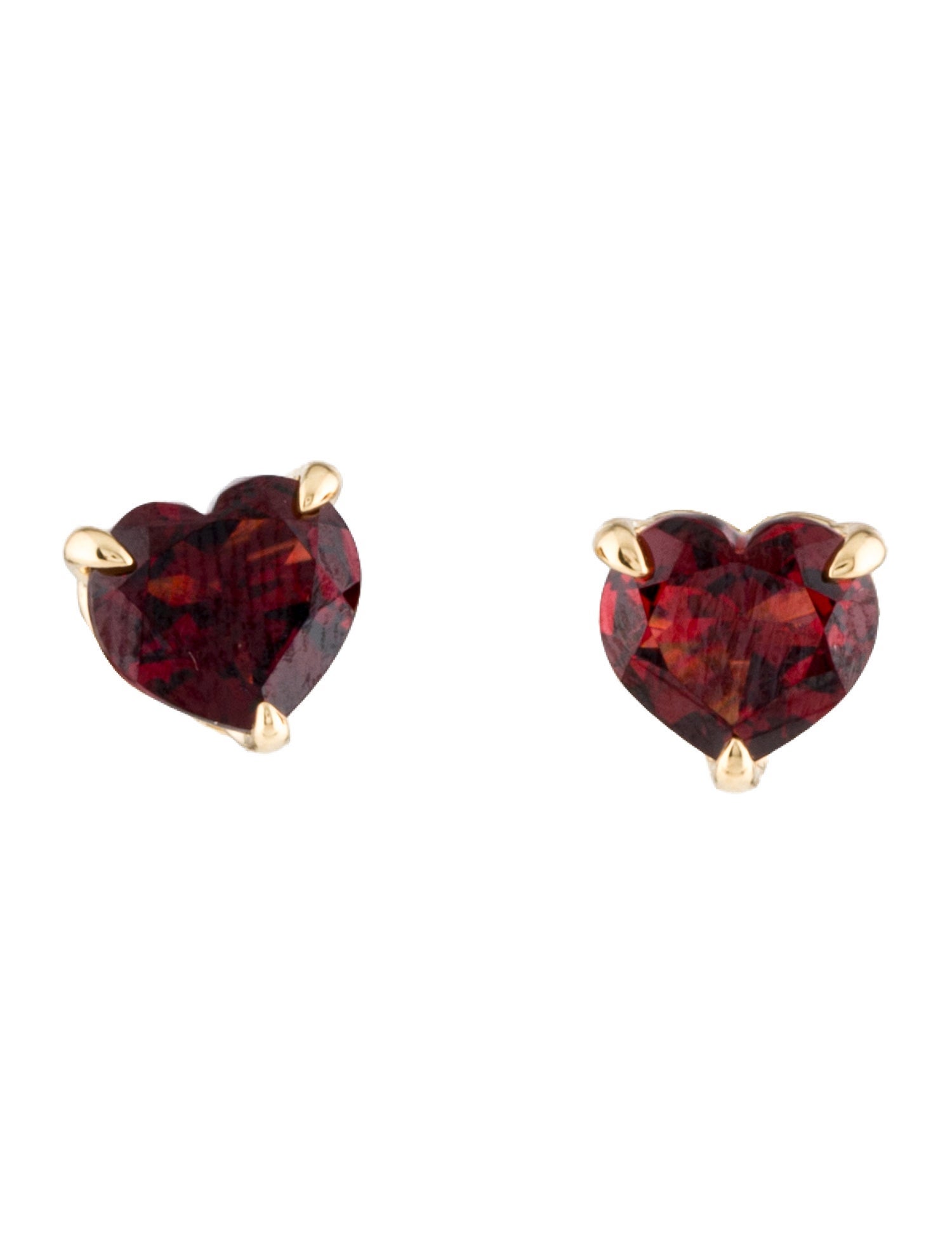 David Yurman 18K Garnet Heart Stud Earrings