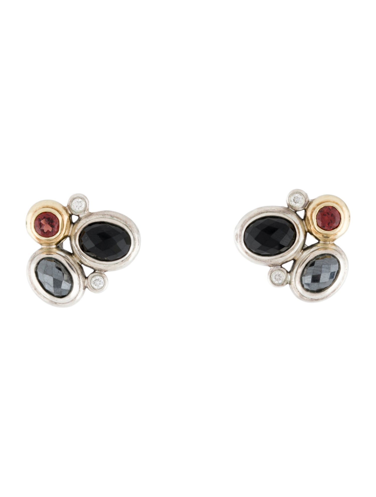 David Yurman Diamond & Multistone Mosaic Earclips