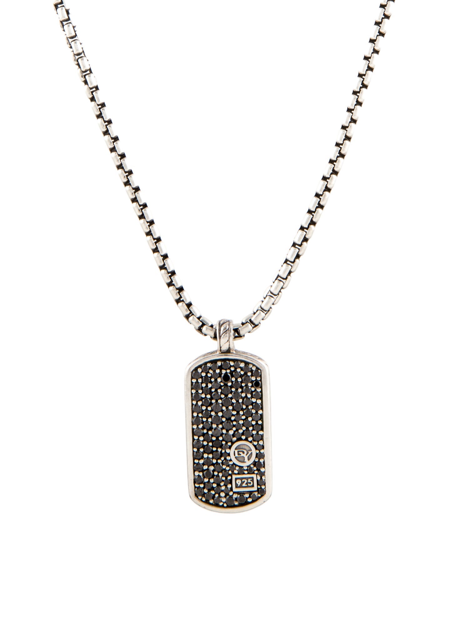David Yurman Diamond Dog Tag Pendant Necklace