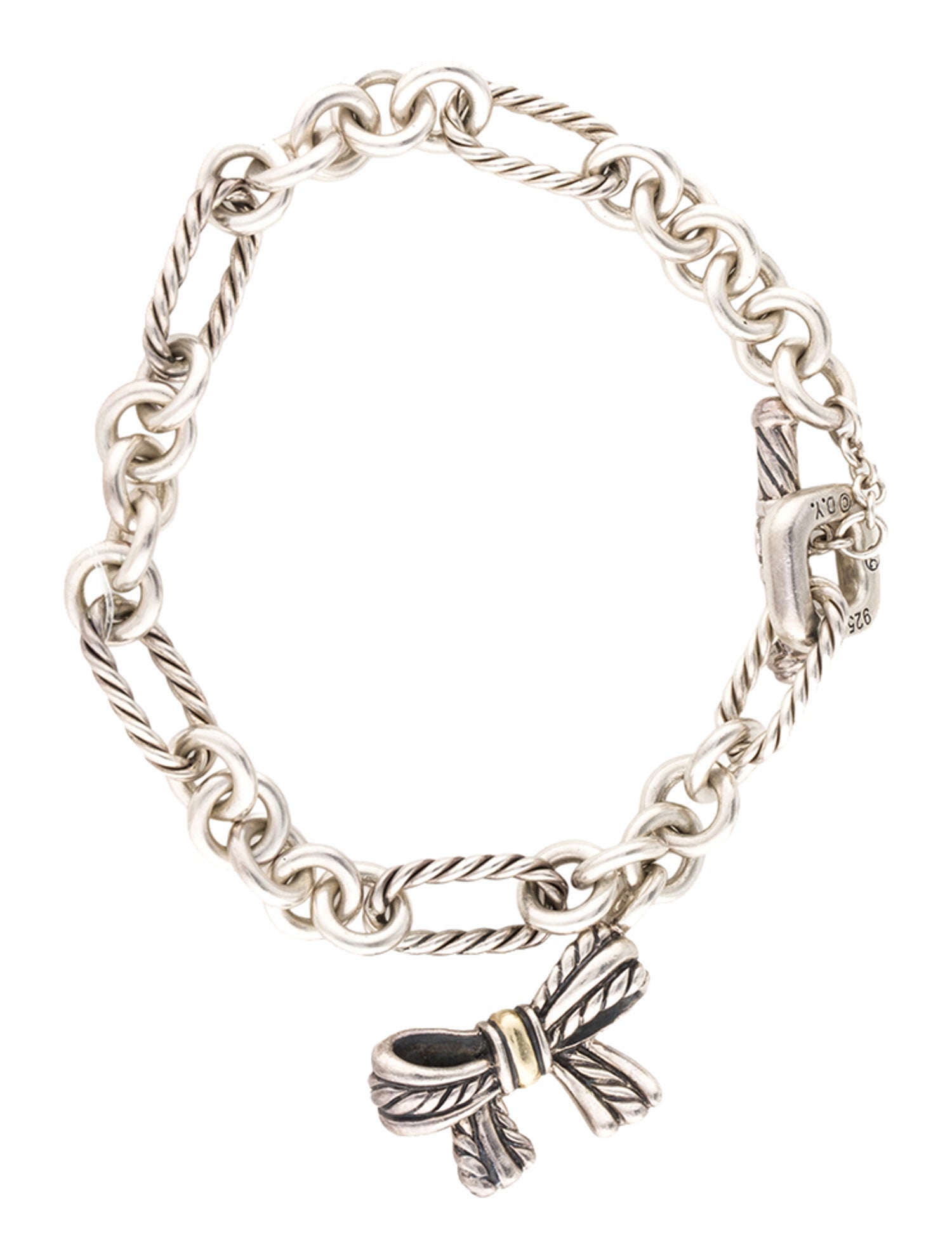 David Yurman Two-Tone Bow Charm Bracelet