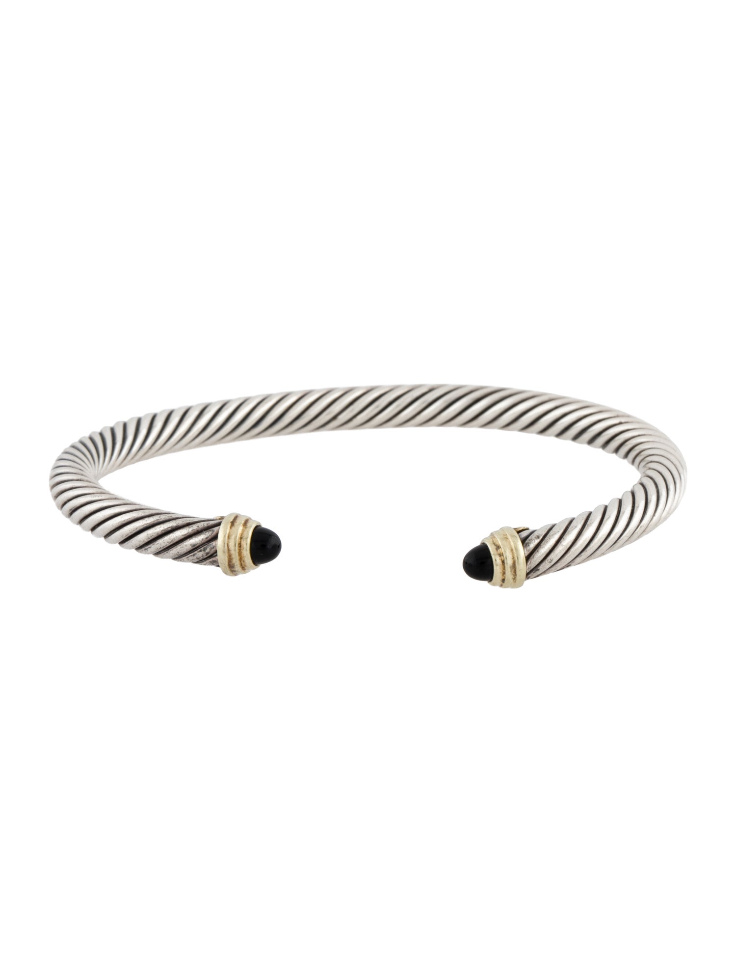 David Yurman Two-Tone Onyx Classic Cable Cuff