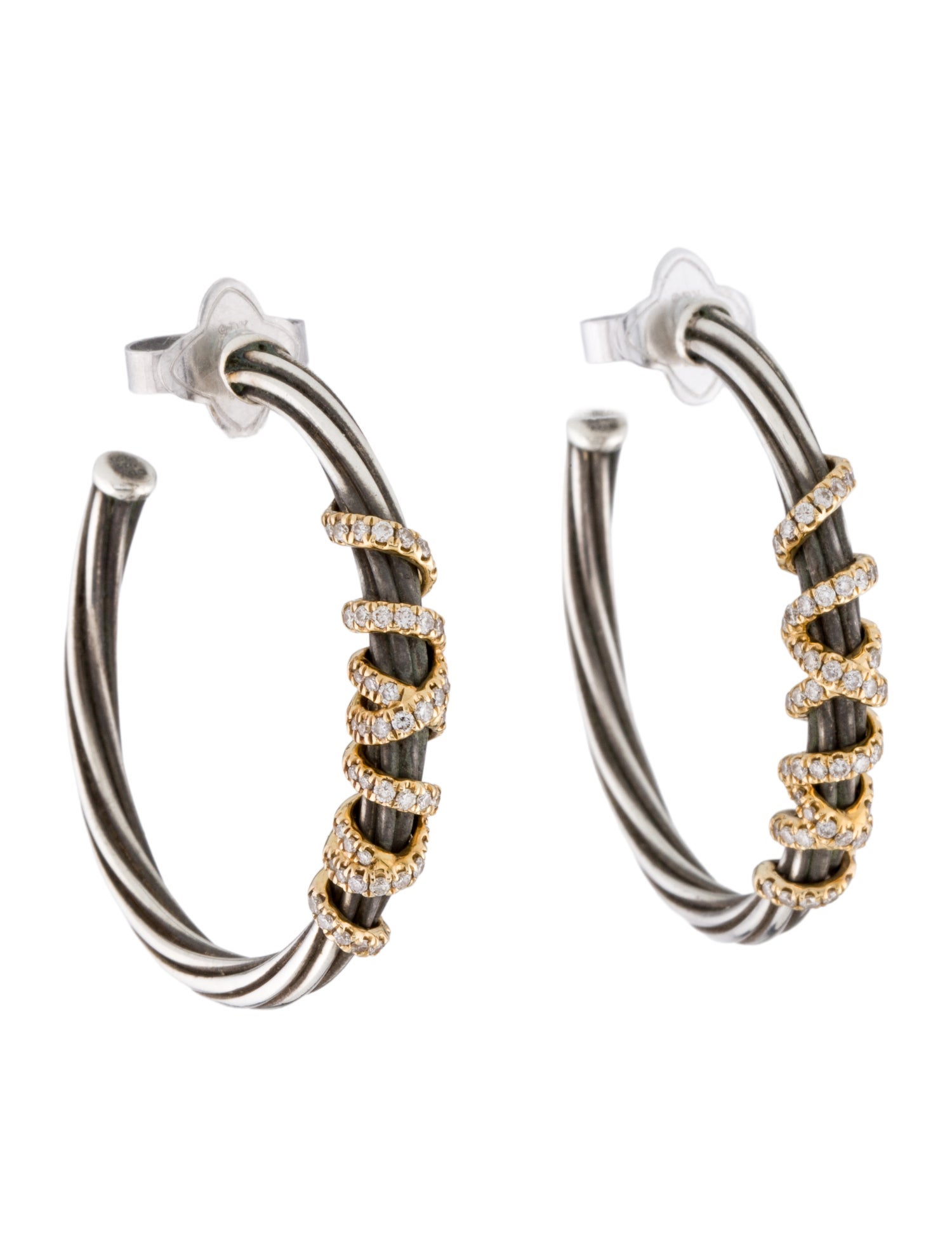 David Yurman Diamond Helena Hoop Earrings