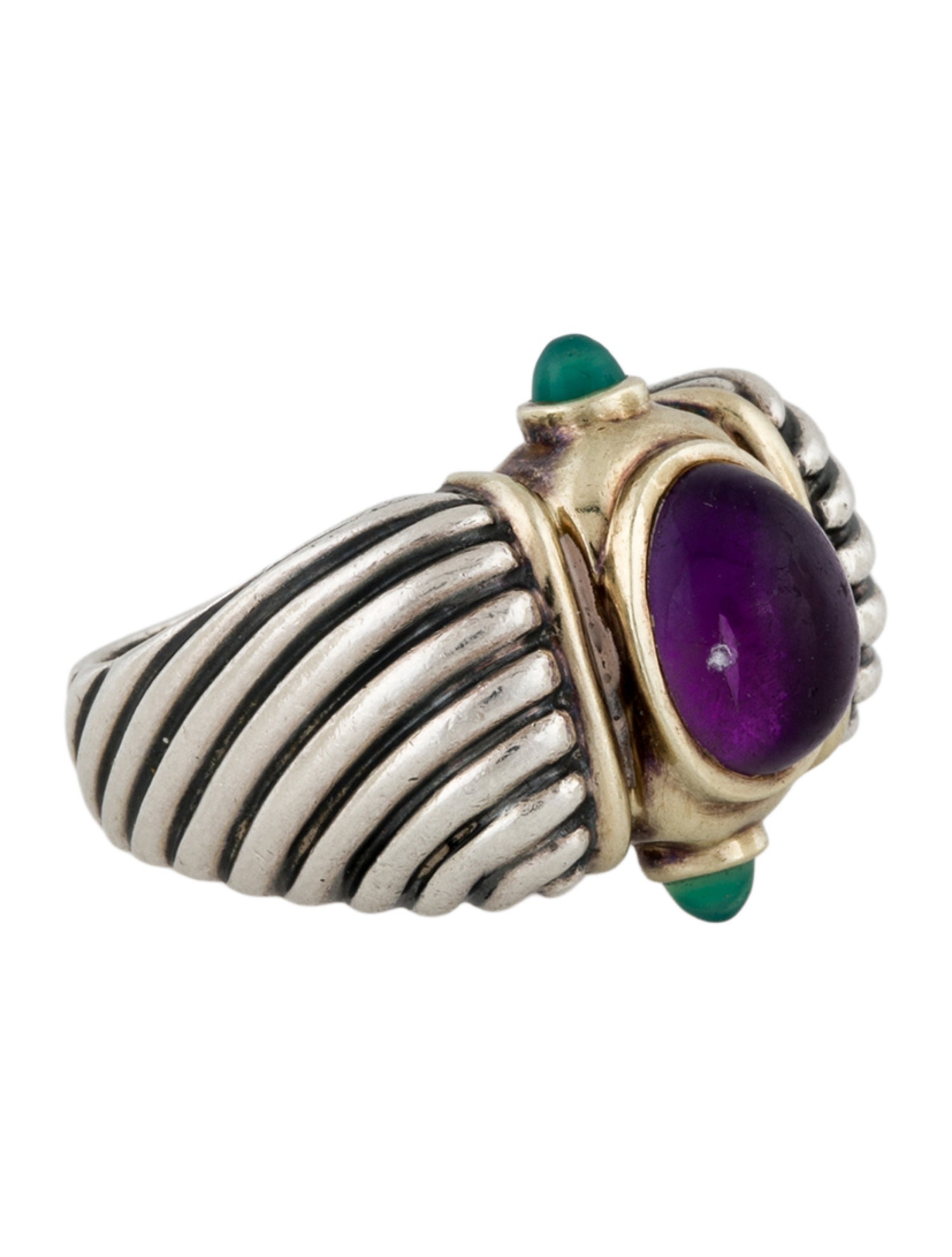David Yurman Amethyst & Dyed Chalcedony Renaissance Ring