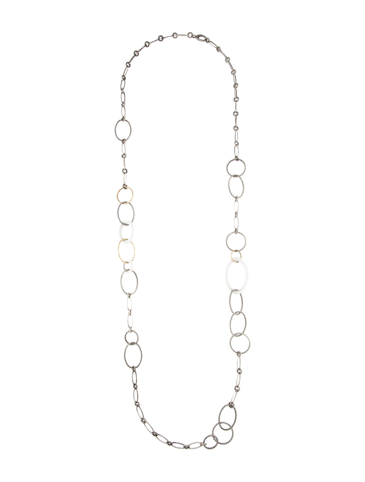 David Yurman Agate Two-Tone Oval Link Mobile Chain Necklace