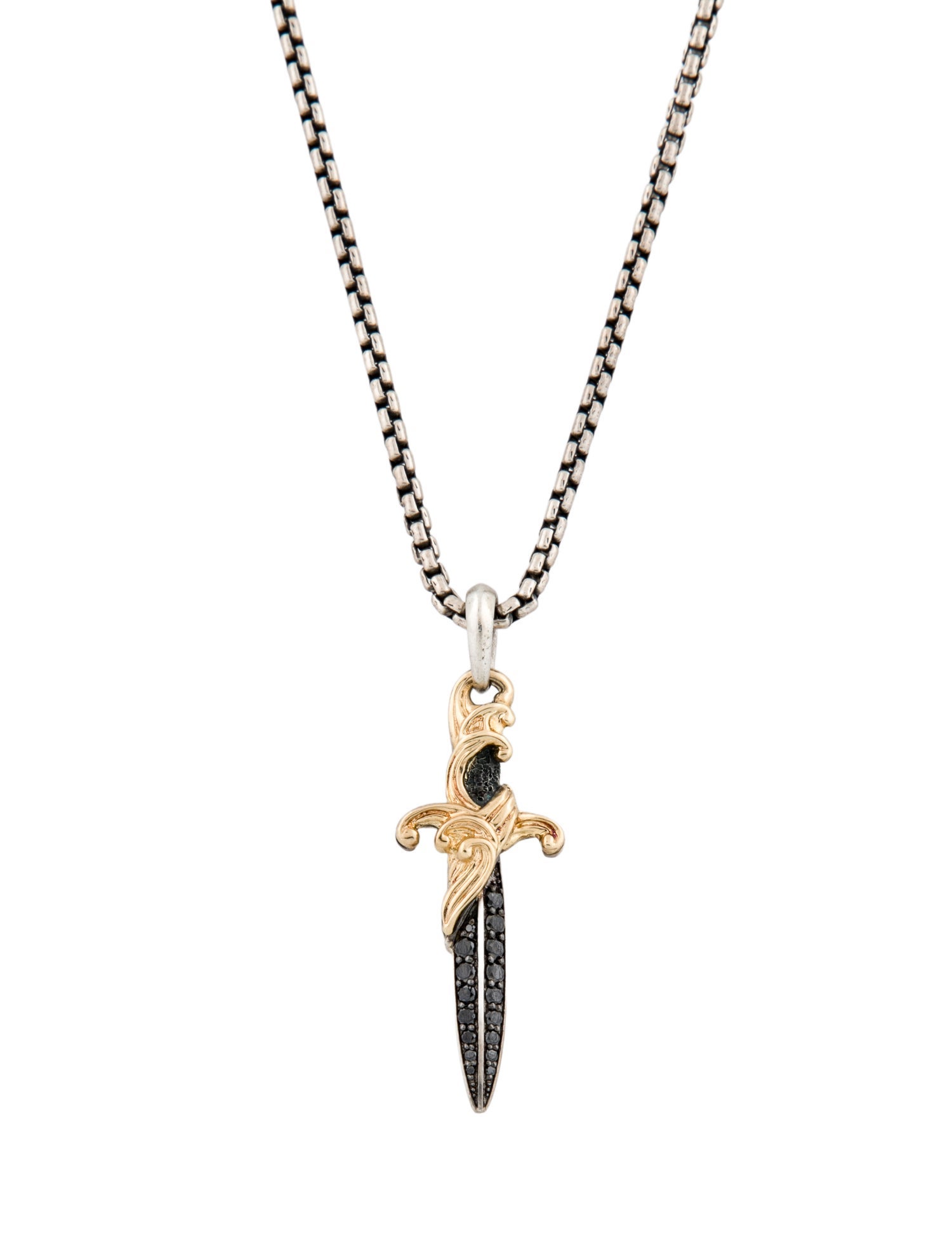 David Yurman Two-Tone Diamond Waves Dagger Pendant