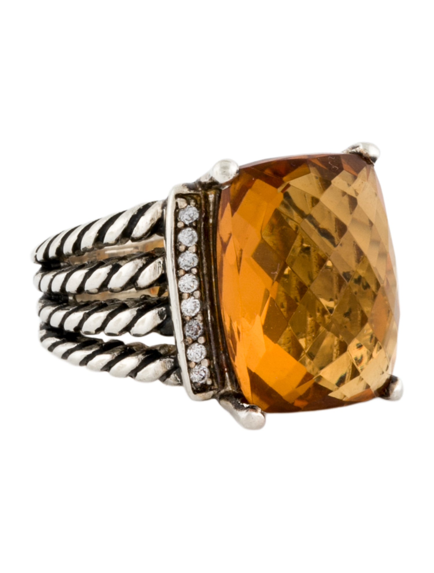 David Yurman Citrine & Diamond Wheaton Cocktail Ring