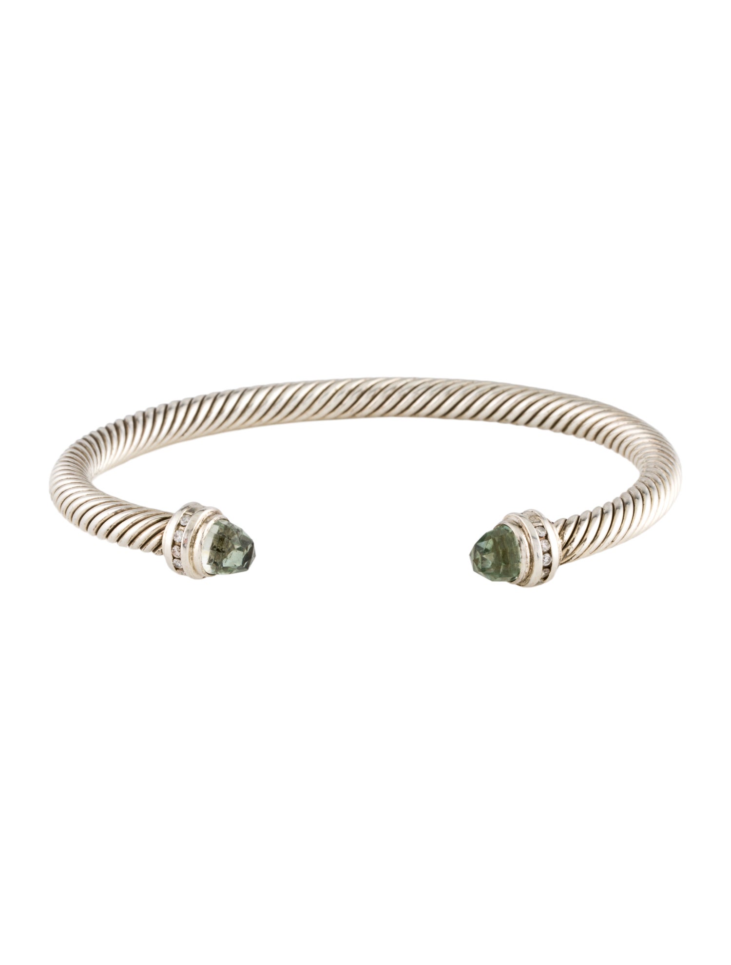David Yurman Prasiolite & Diamond Cable Classic Cuff