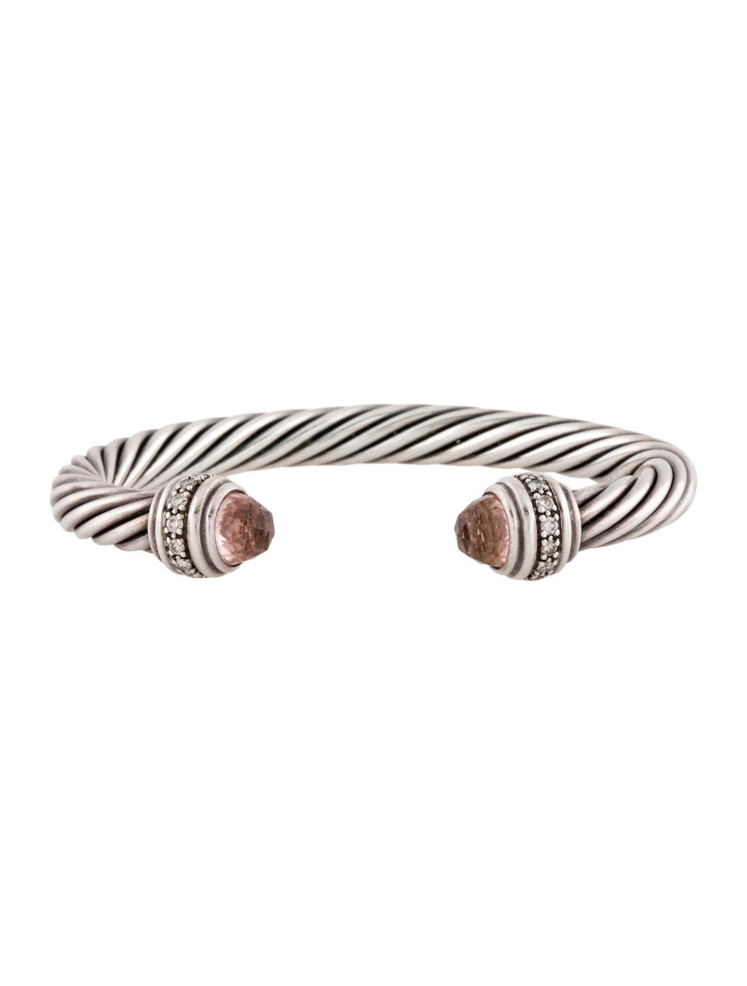 David Yurman Morganite & Diamond Cable Cuff Bracelet