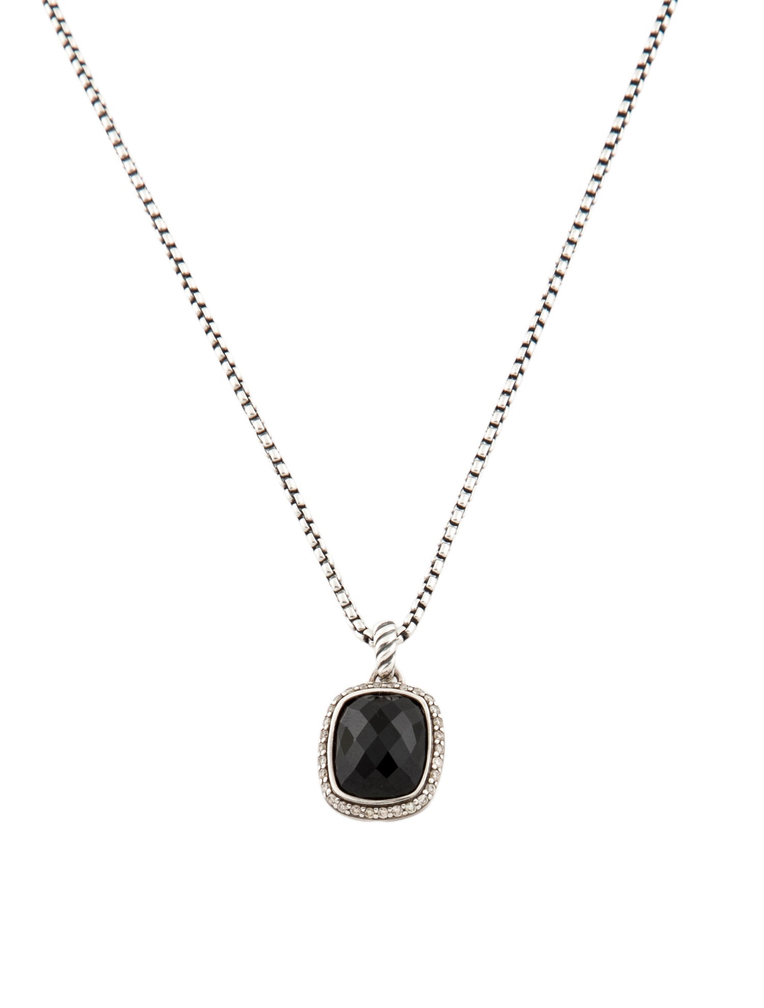 David Yurman Onyx & Diamond Pendant Necklace