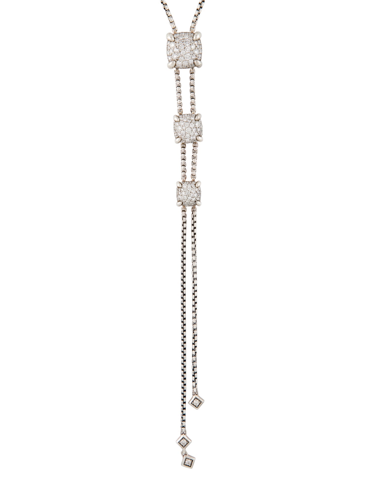 David Yurman Diamond Chatelaine Triple Lavalier Necklace