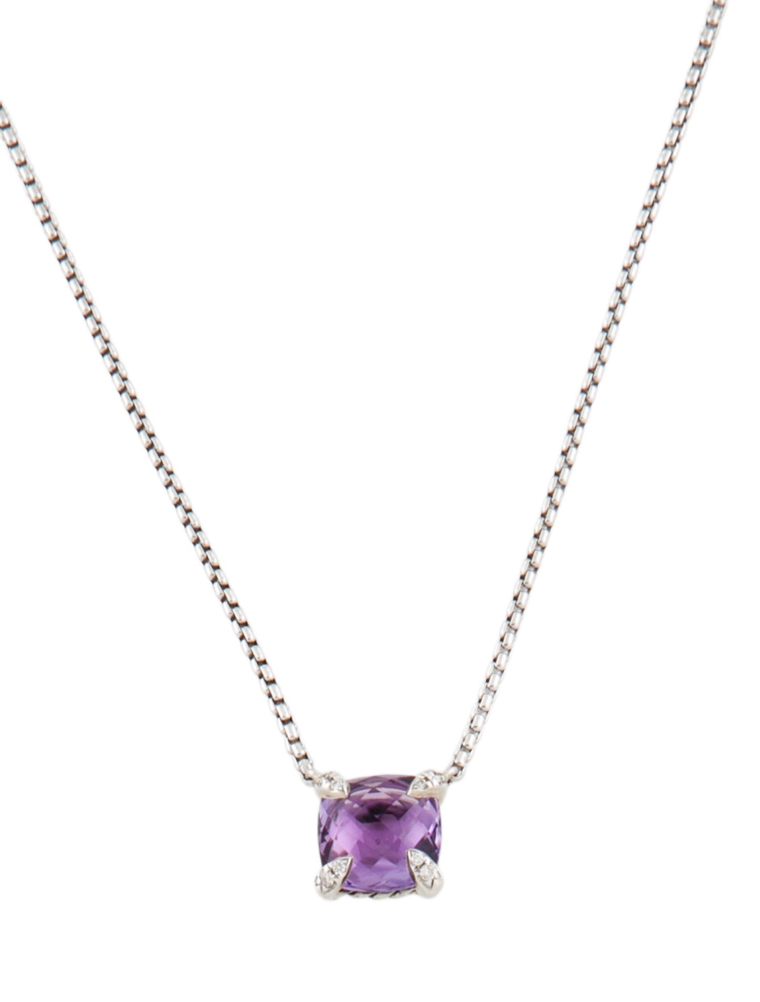 David Yurman Amethyst & Diamond Petite Chatelaine Pendant Necklace