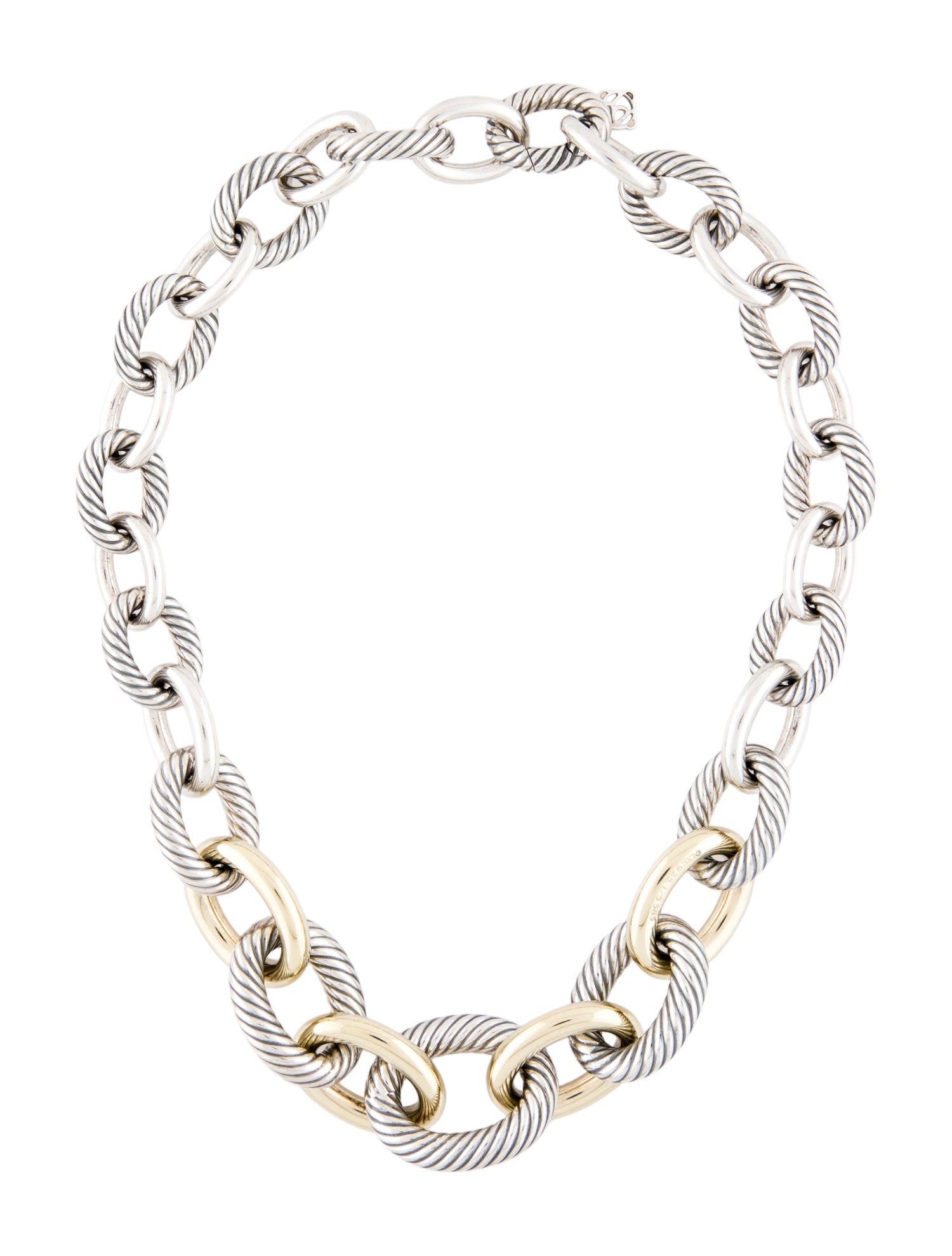 David Yurman Two-Tone Graduated XL Oval Link Necklace