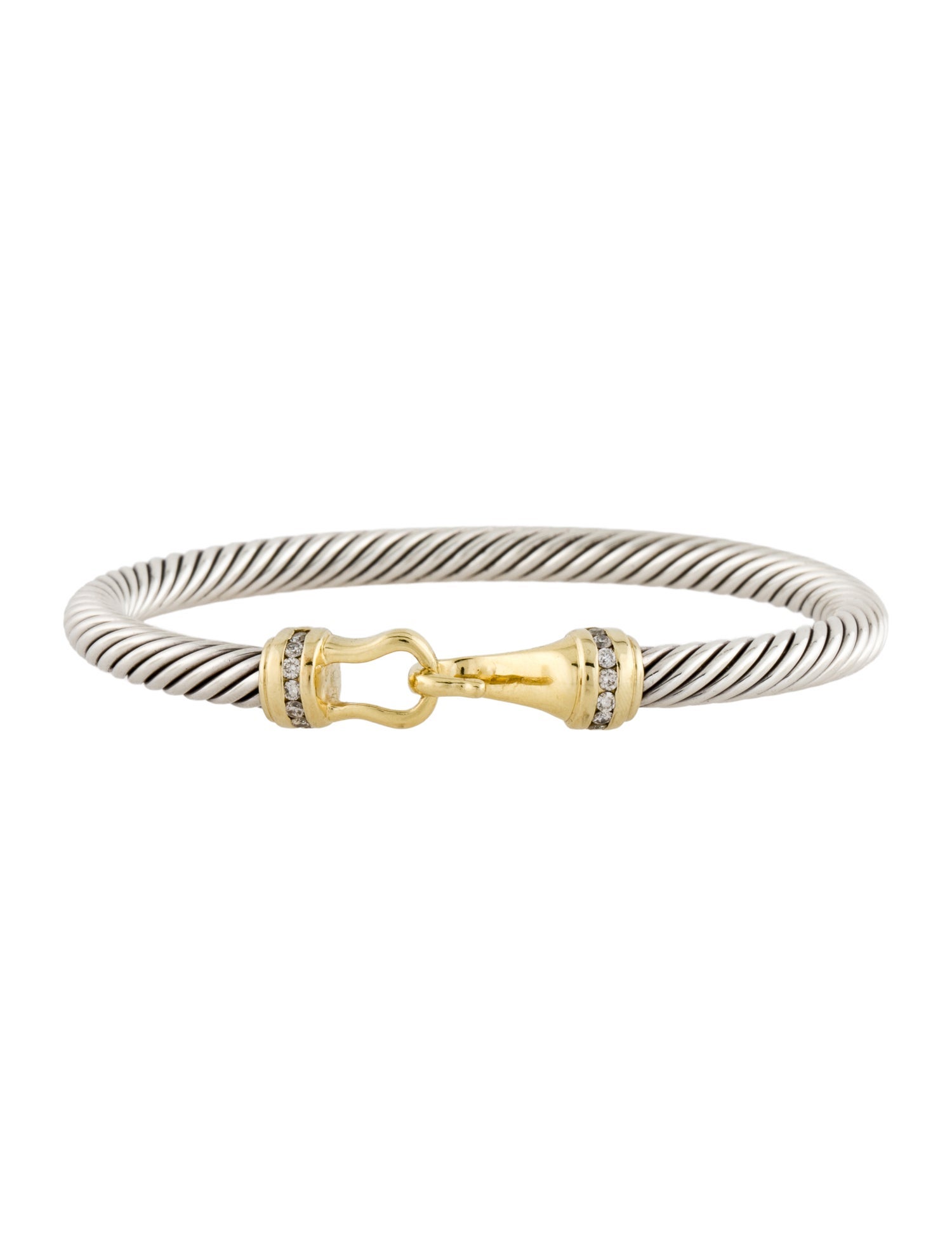 David Yurman Two-Tone Diamond Cable Classic Buckle Bracelet