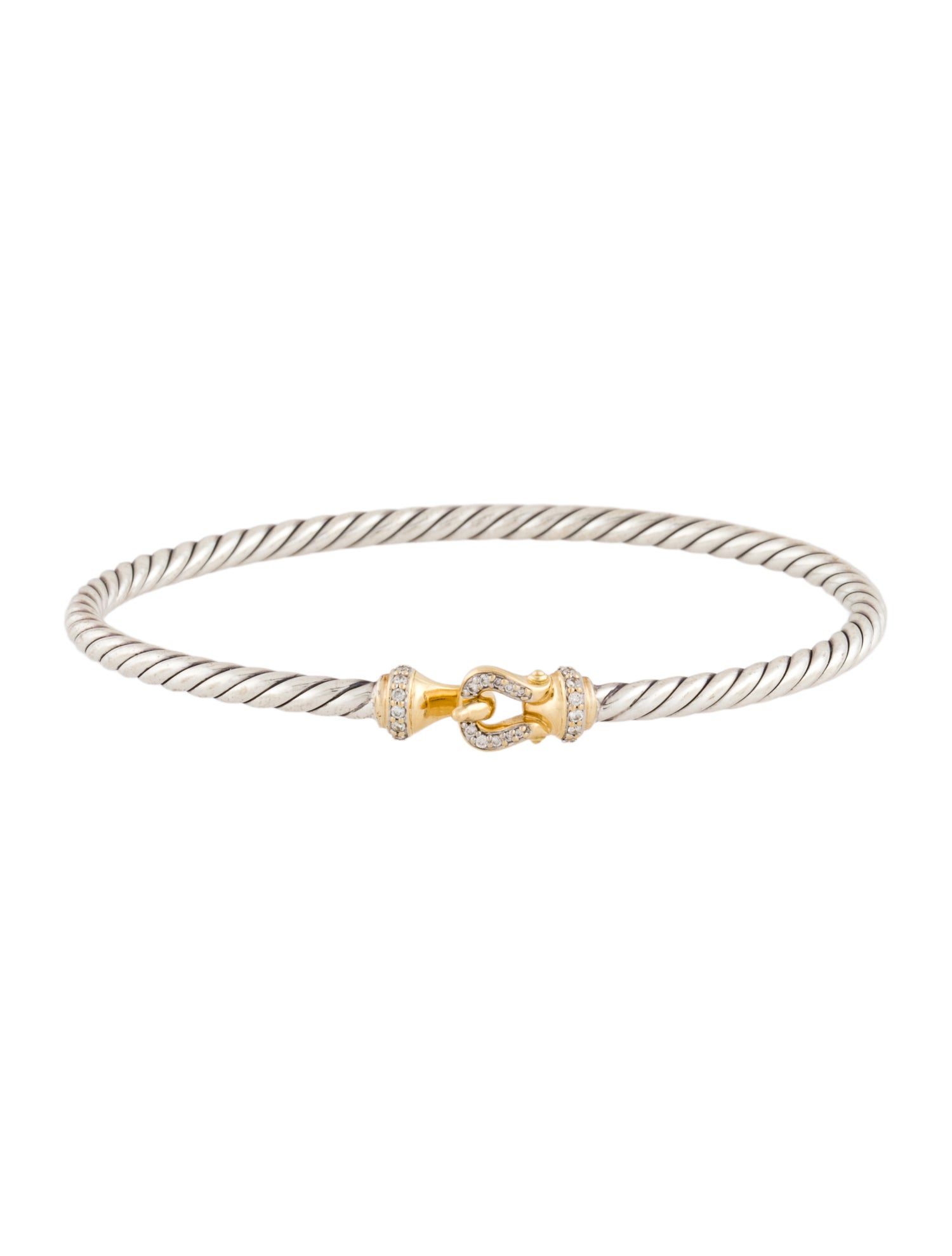 David Yurman Two-Tone Diamond Buckle Bracelet