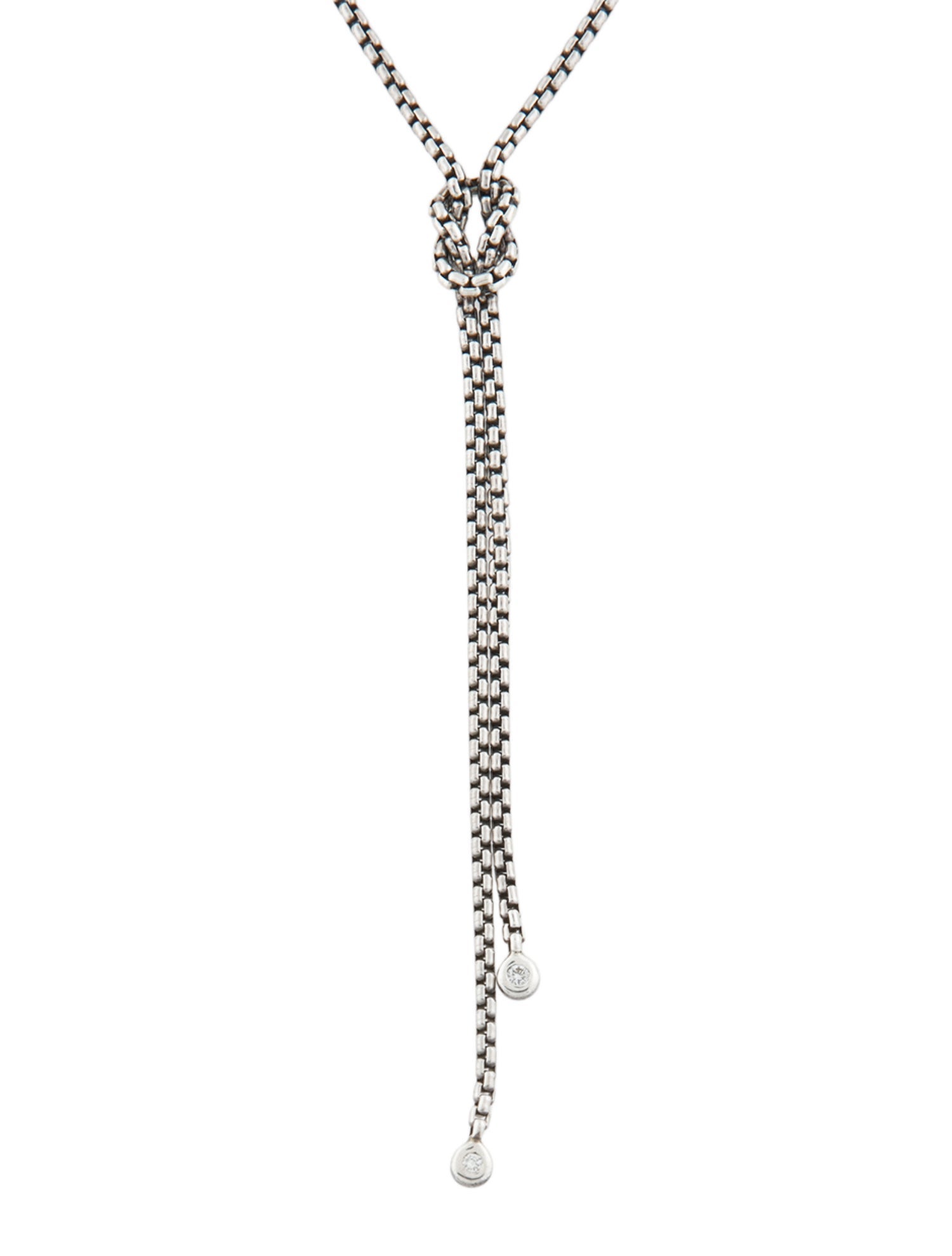 David Yurman Diamond Knotted Chain Lariat Necklace