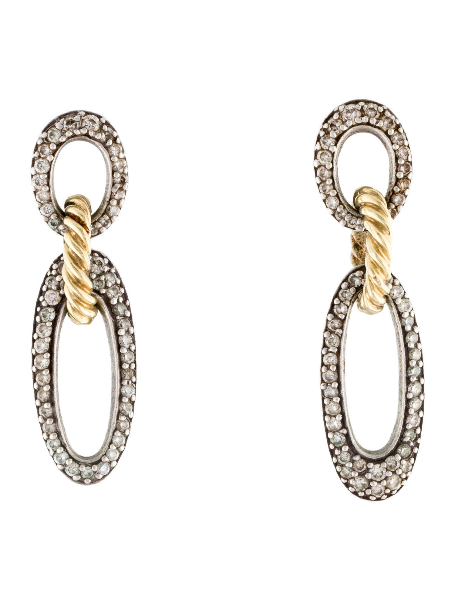 David Yurman Diamond Cable Classics Oval Drop Earrings